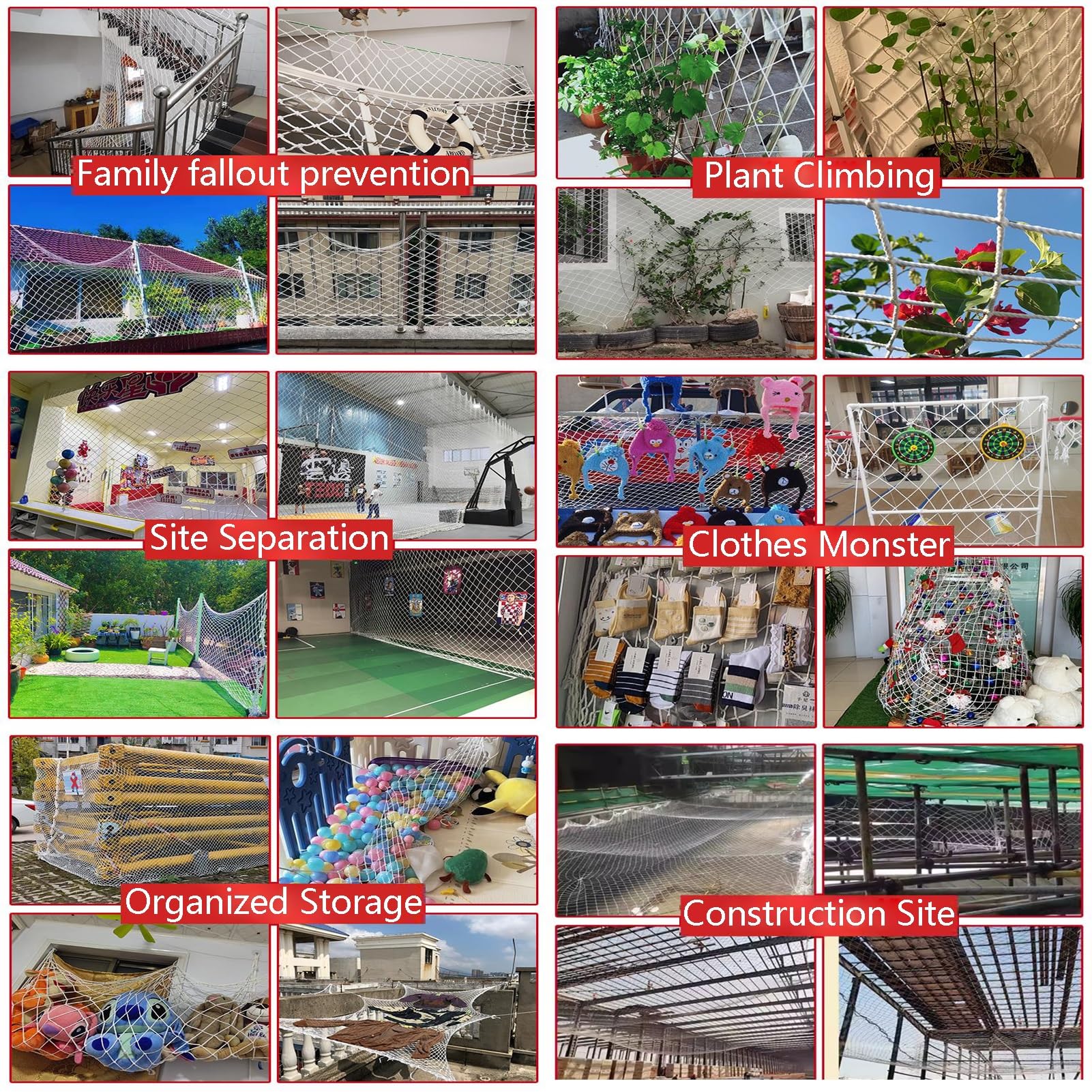 Geländerschutznetz Weiß Sicherer Schutzzaun Dehnbar Belastbarkeit für Garten, Stadion, Baustelle, Verschiedene Größen (10X6m/32.8X19.68ft)