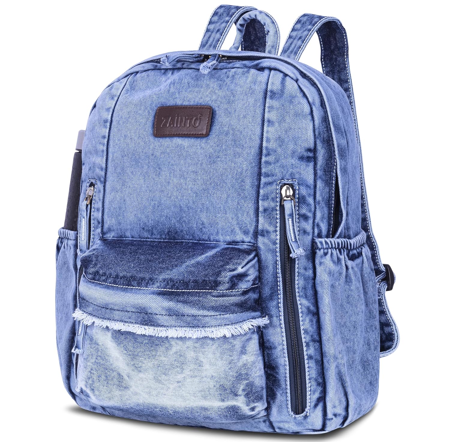 ZAINTO® Denim Backpack for Women | Trendy College Book Bag | Upcycled Eco-Friendly Daypack | Stylish Lightweight Shoulder Bag for Girls & Women | Blue Jeans Bag for Daily Use