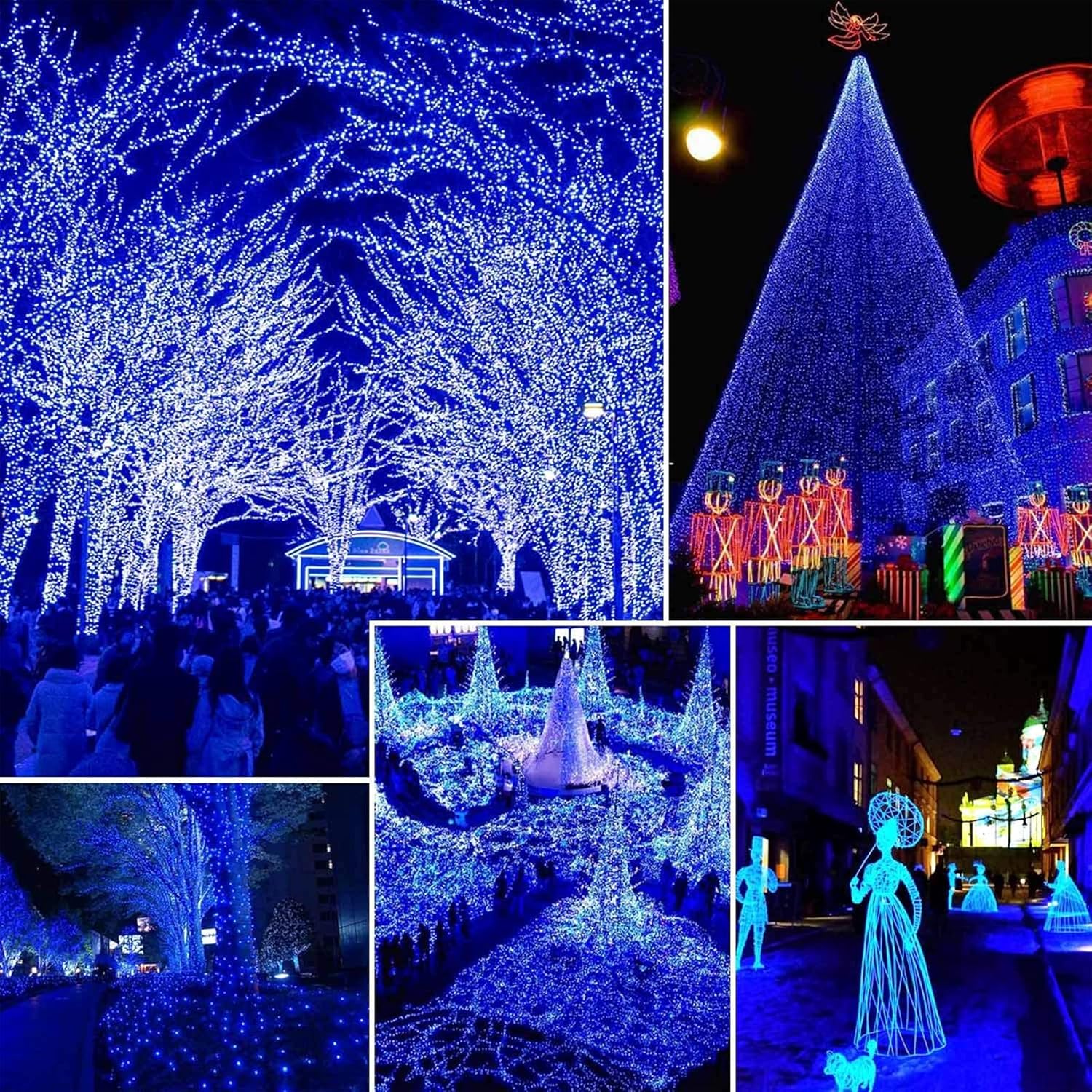 2 Pack 480 LED Solar Chrismas Lights Outdoor, 170 FT Super Long Solar String Lights for Outside with 8 Modes & Memory Function, Waterproof Twinkle Light for Xmas Tree Yard Party Decorations (Blue)