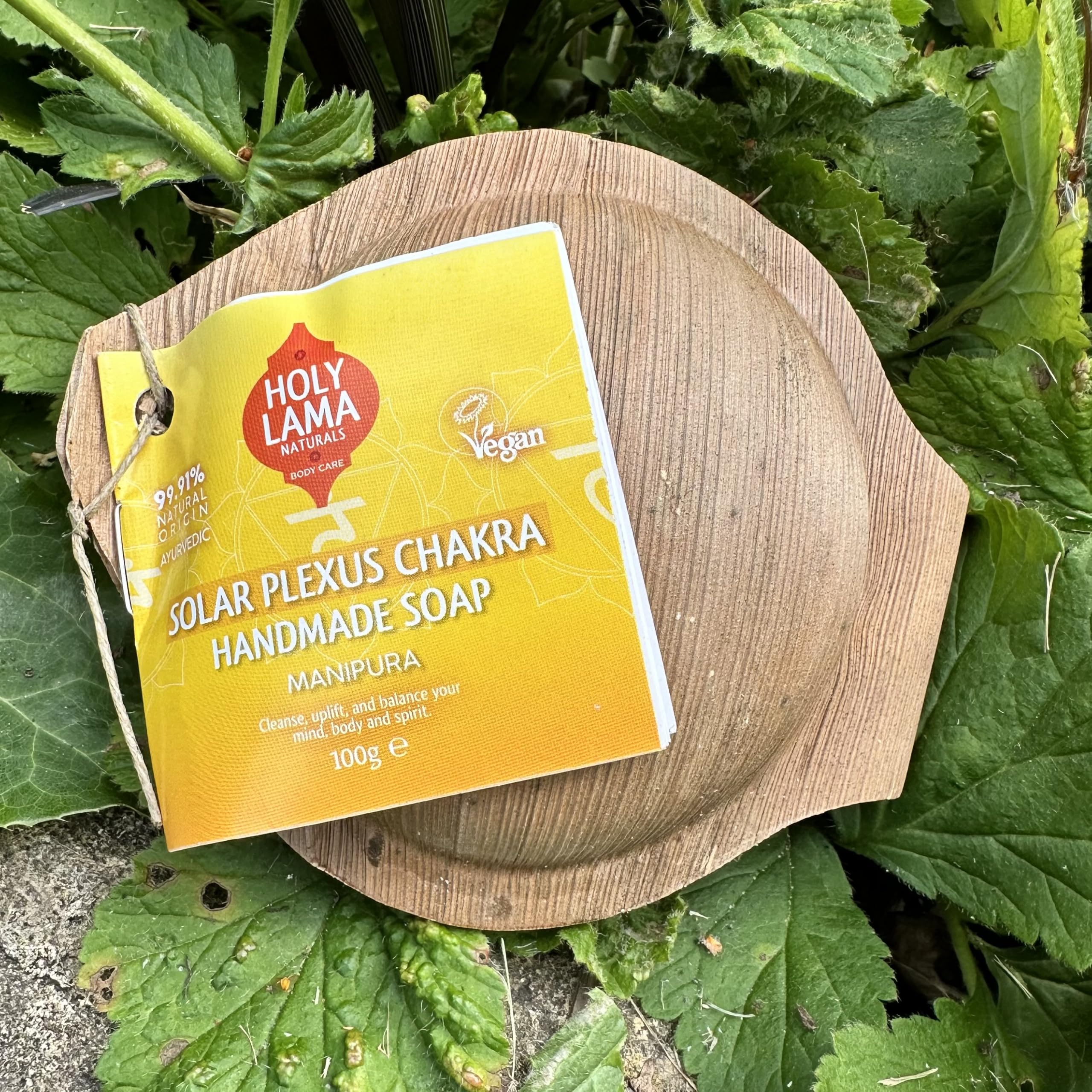 Holy Lama Naturals 'Solar Plexus' Chakra Natural Handmade Vegan Soap, Solid Bar Presented in Handmade Sustainable Case - Image 4