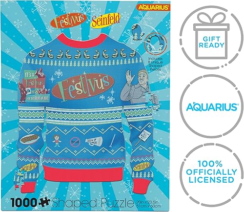 Miniatura 8 de AQUARIUS - Rompecabezas de 1000 piezas con forma de suéter navideño de Seinfeld Festivus