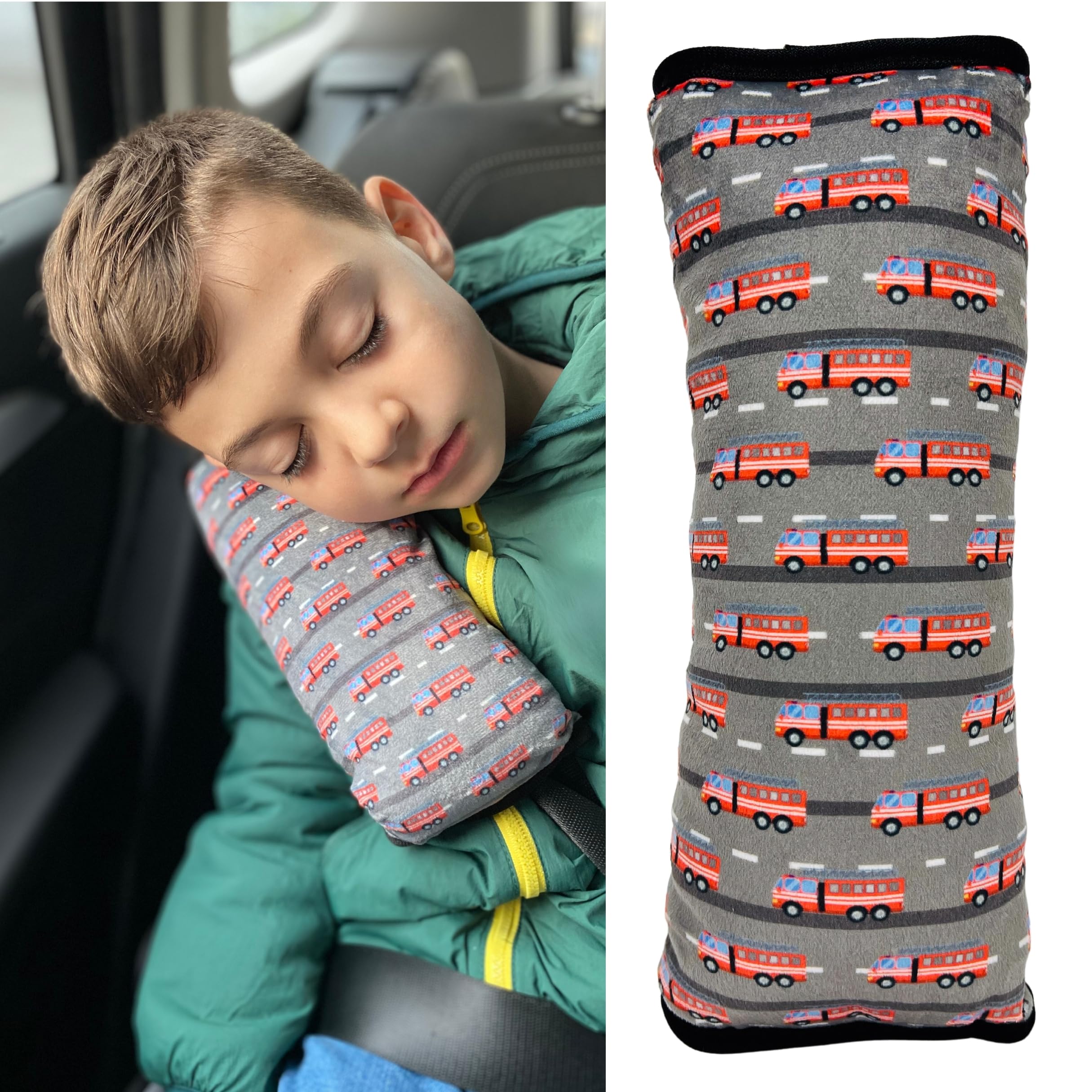 HECKBO Almohadilla para coche con dibujos de monstruos para niños - lavable a máquina suave, tacto de peluche, almohadilla cinturón de seguridad — view 8