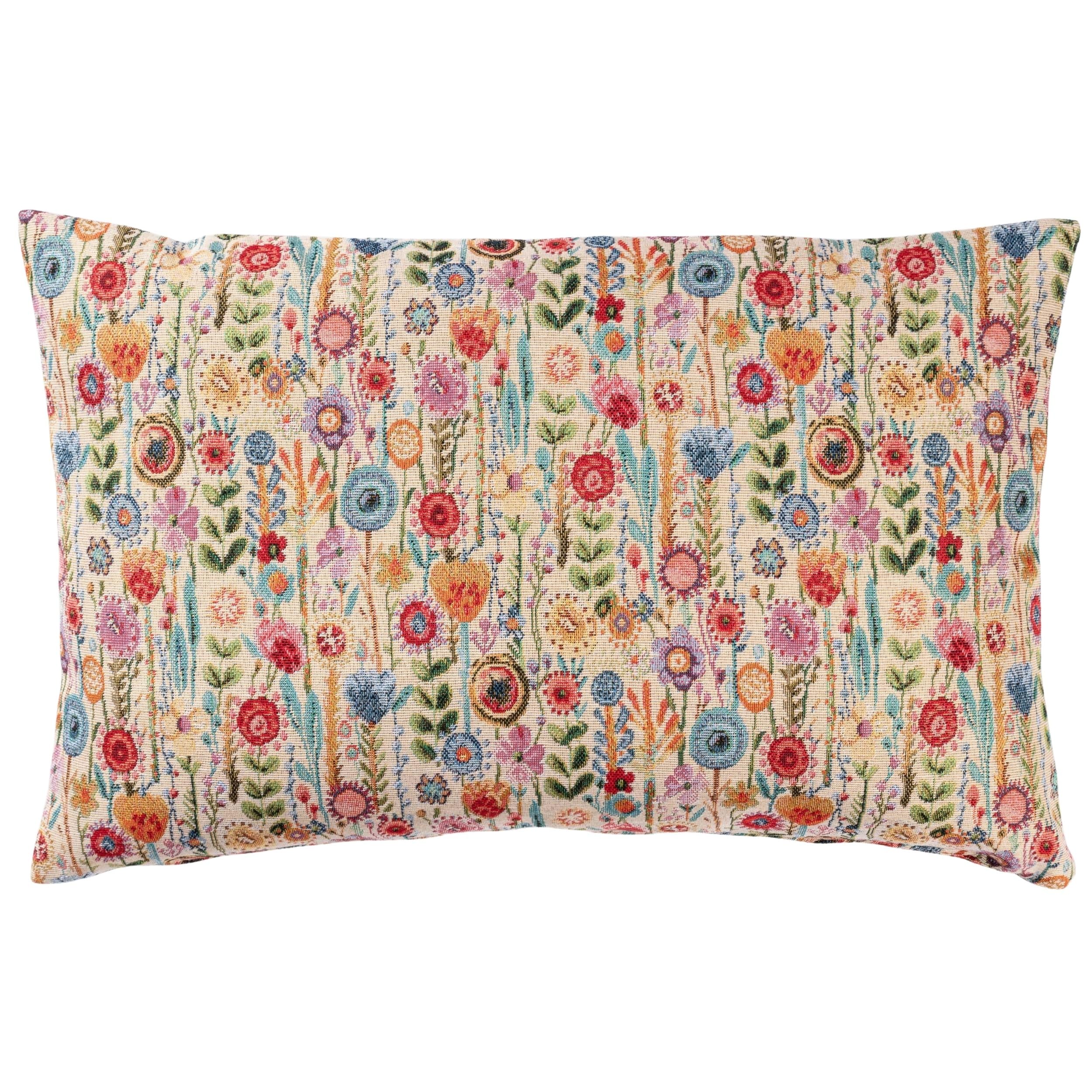 Linen Loft Secret Garden Tapestry XL Rectangular Cushion. Tapestry Wildflower Floral Design in Multicoloured. 23x15 XL Rectangle Cushion Cover