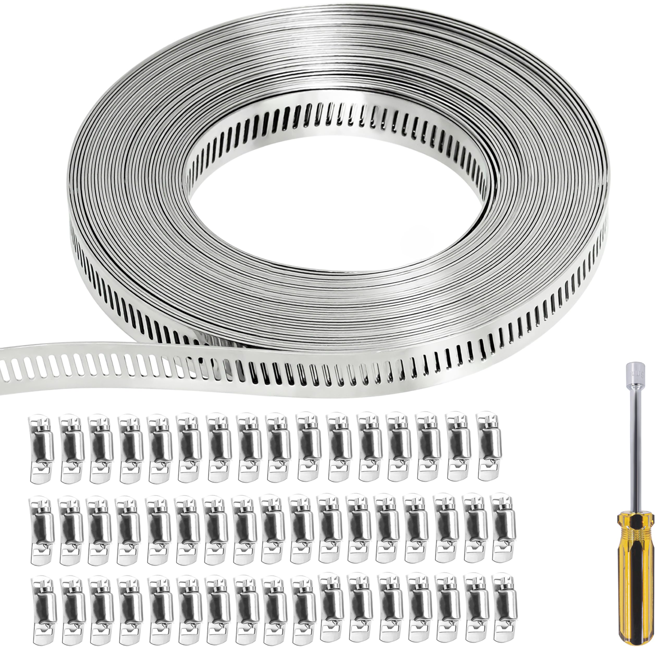 Schlauchschellen Endlos 304 Edelstahl Einstellbare Schlauchklemmen Riemen Schlauchclips mit Schraube Klemme