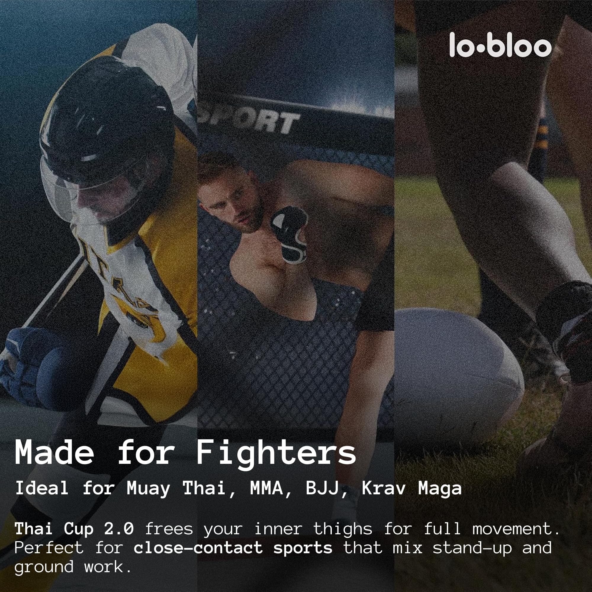 lobloo Thai Cup 2.0 Opatentowany sportowy kubek na pachwinę do sportów bliskiego kontaktu MMA, Krav Maga, boks tajski. Męski rozmiar +13 lat