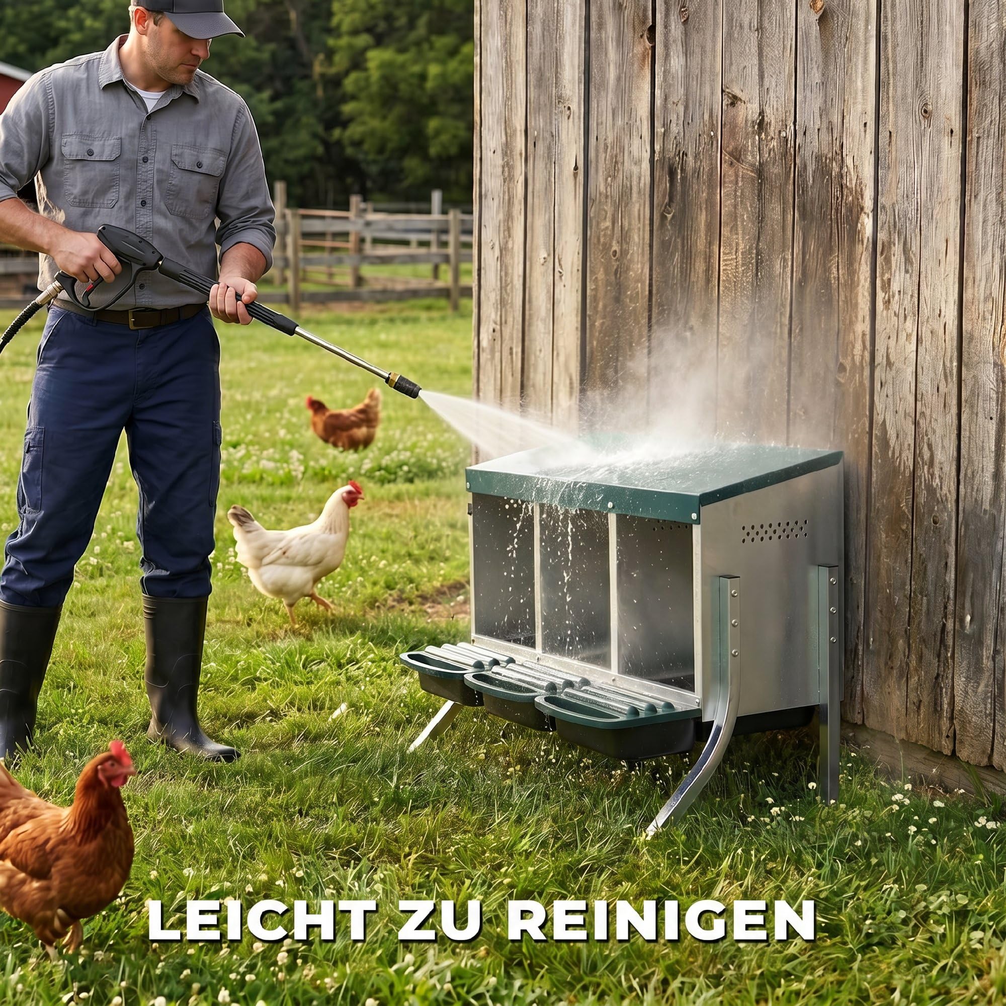 PawHut Legenest für Hühner, Abrollnest mit Belüftungslöchern, 3 Fächer, Hühnernest für 3 Hühner, Geflügelnest für Kleintierstall 84 x 55 x 61 cm, Silber