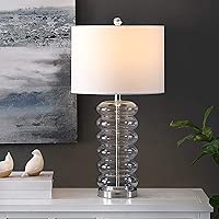 SAFAVIEH Lighting Collection Peli Modern Clear Glass 27-inch Bedroom Living Room Home Office Desk Nightstand Table Lamp (LED Bulb Included)