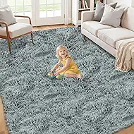 5x8 Area Rugs for Living Room: Soft Grey Fluffy Rug Shag Washable Rug Plush Fuzzy Indoor Carpet for Bedroom Nursery Playroom Girls Boys Kids Room (Grey, 5'x8')