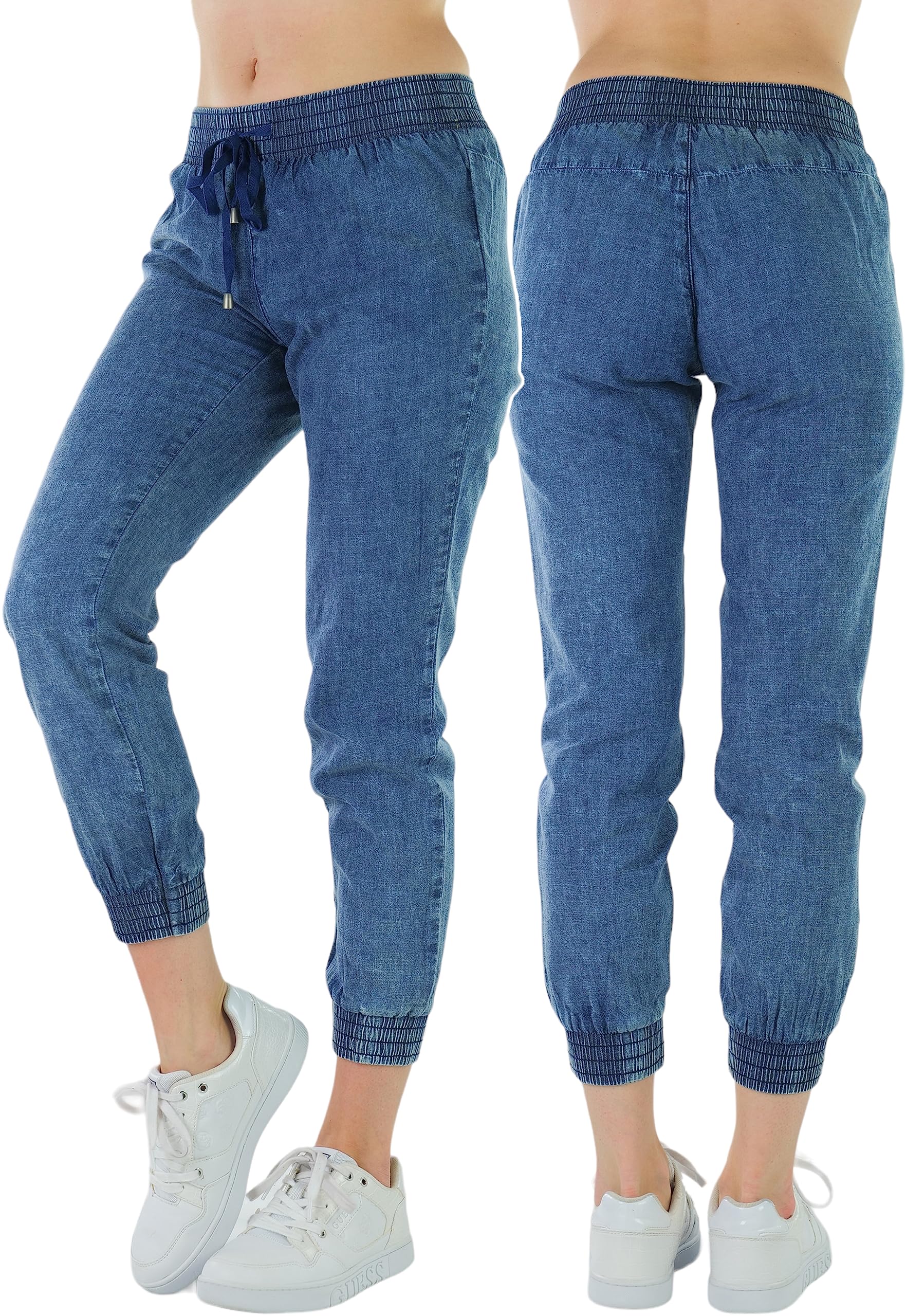 ToBeInStyle Womens Solid Print French Terry Jogger Pants