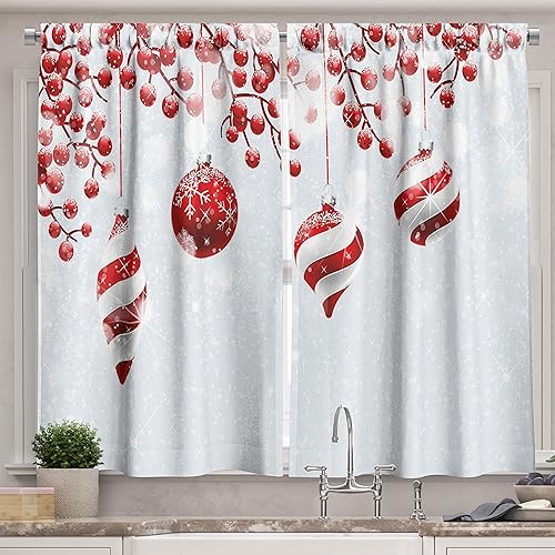 Miniatura 9 de Ambesonne Cortinas de Cocina con Niebla, Sendero a Través de Bosque Aterrador y Misterioso Viaje Espeluznante Foto de Halloween Sombría, Cortinas