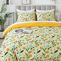 Vista 32 de HoneiLife Juego de funda de edredón floral 100% algodón, 3 piezas, suave, ropa de cama botánica con cierre de cremallera y lazos en las esquinas