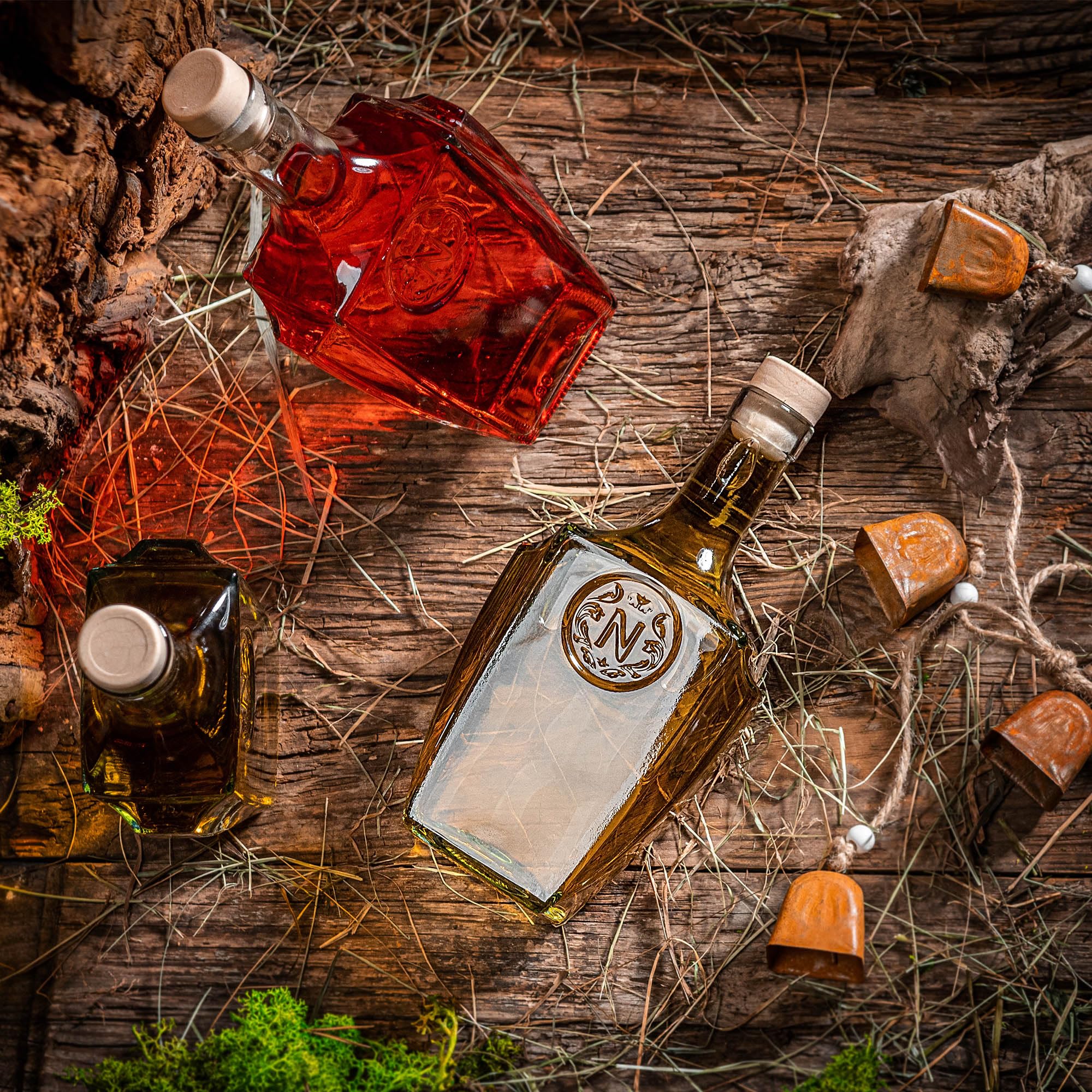 KADAX Lot de 10 Bouteilles en Verre 500ml avec Bouchon en liège – Bouteilles vides à remplir pour Liqueur, schnaps, Huile et vinaigre, idéales pour Cadeaux et Faire Maison