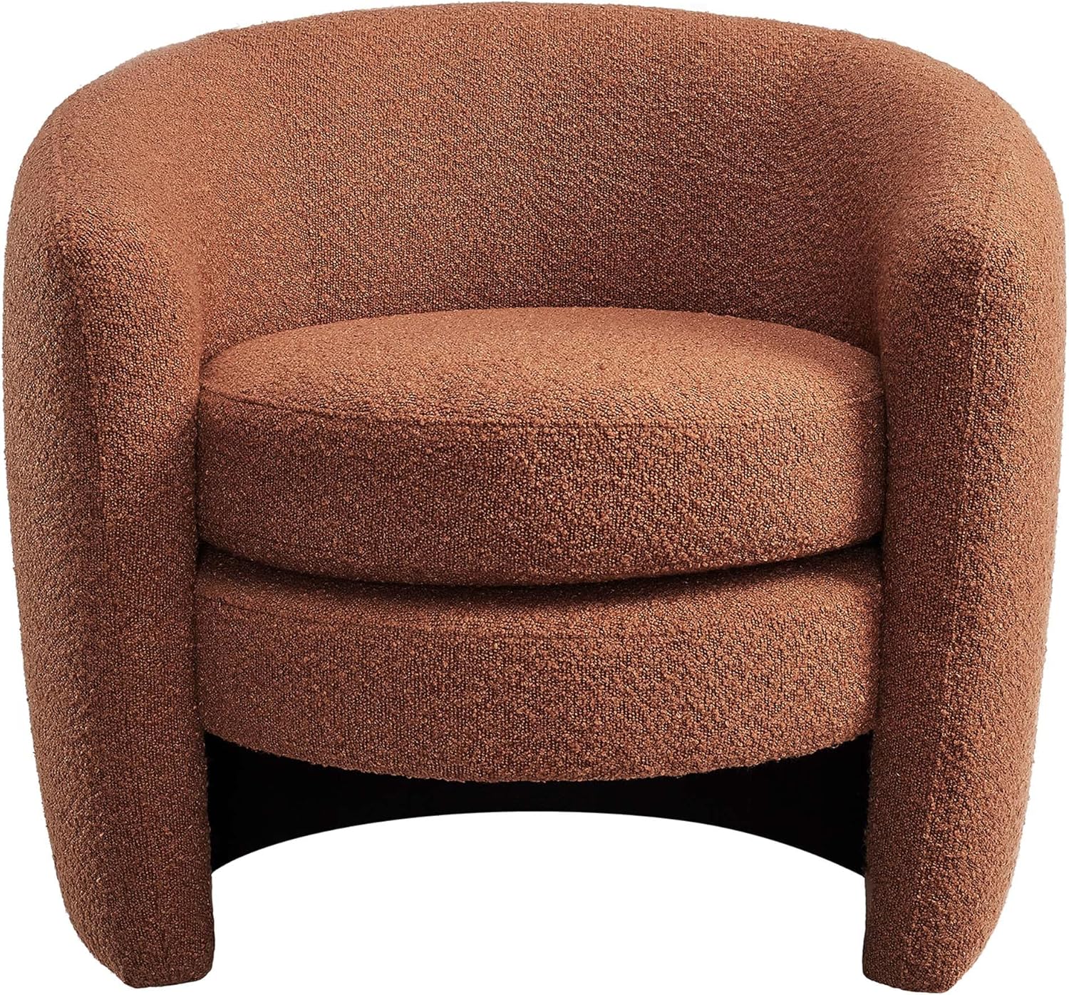 Modway Affinity Boucle Fabric Accent Chair in Rust - Versatile Living Room Chair with Curved Back - Upholstered Bedroom Barrel Chair - Reading Armchair