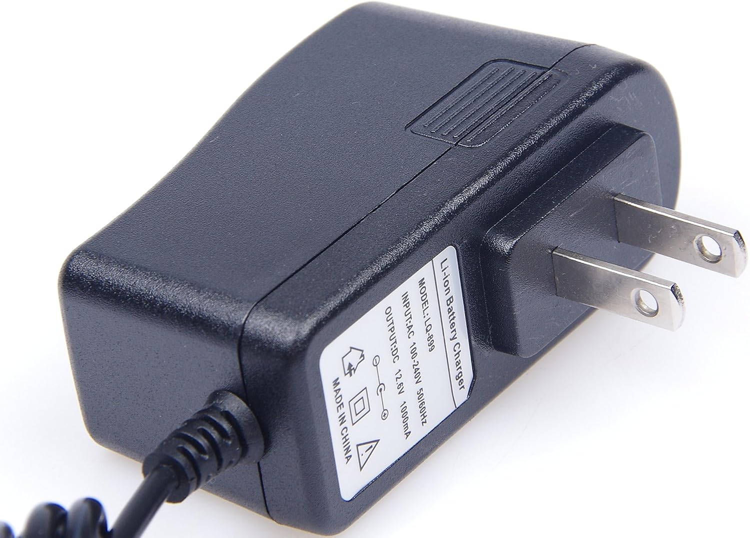 DC 12.6V 1A Power Adapter Li-ion Battery Charger 5.5mm x 2.5mm 2.1mm DC Interface Suitable for 11.1V 12.6V 3-String Lithium Battery with LED Indicator