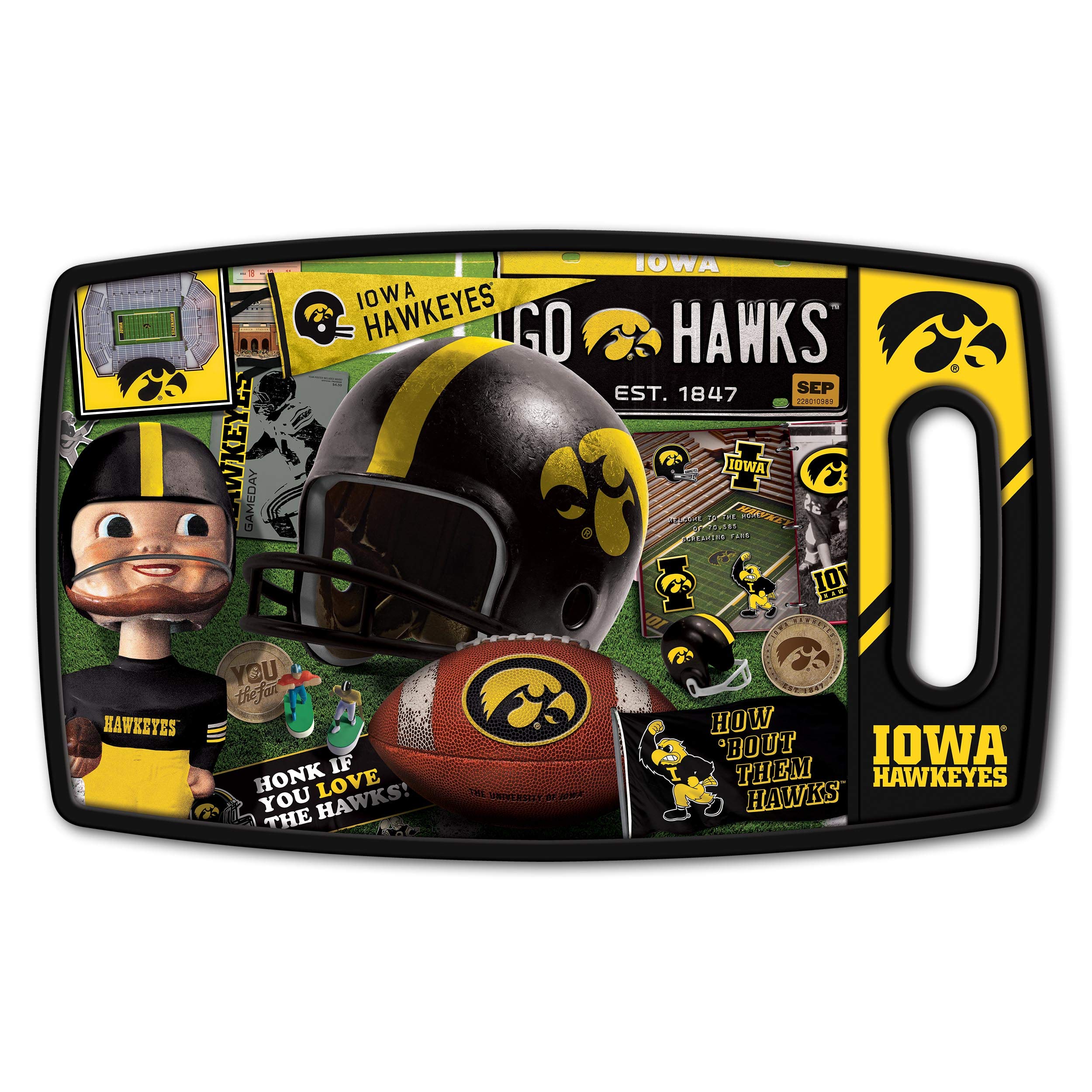 Planche à découper Iowa Hawkeyes YouTheFan avec finition Retro durable
