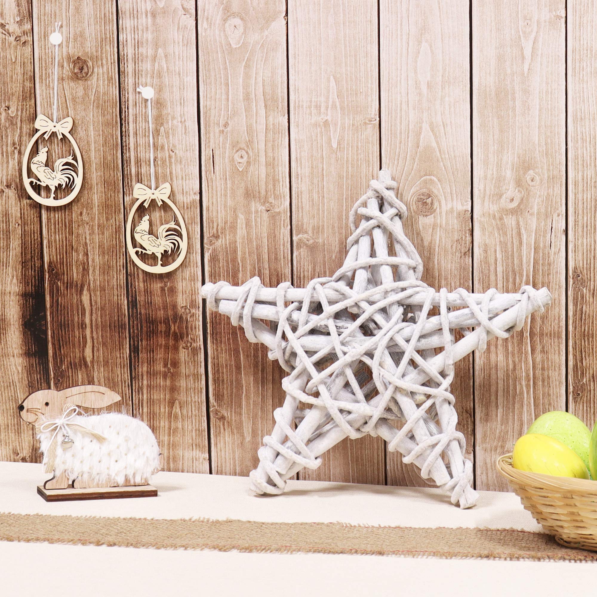 com-four® 2X Rebenkranz mit Sternen, Deko-Tischkranz aus Zweigen | natürlicher Türkranz zum selber Schmücken - DIY Naturkranz als Tischdeko - Fensterschmuck - Türhänger