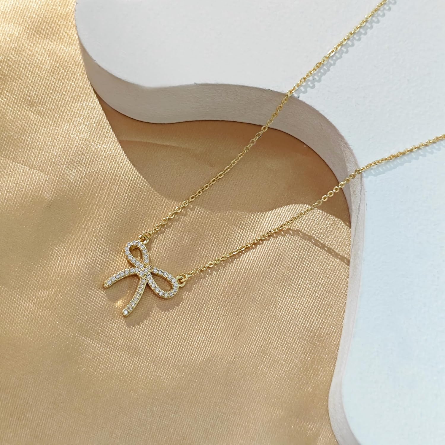 Luxval Diamond Pendant Gold Necklace for Women，Dainty 18k Gold Plated Choker Necklaces Simple Gold Jewelry Gifts for Women Girls - Image 5