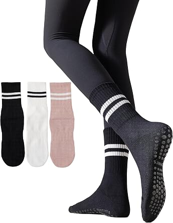 Womens Non-Slip Pilates Socks with Grips Comfortable Yoga, Gym, and Athletic Socks for Women with Superior Traction for Barre, Pilates, and Fitness Workouts