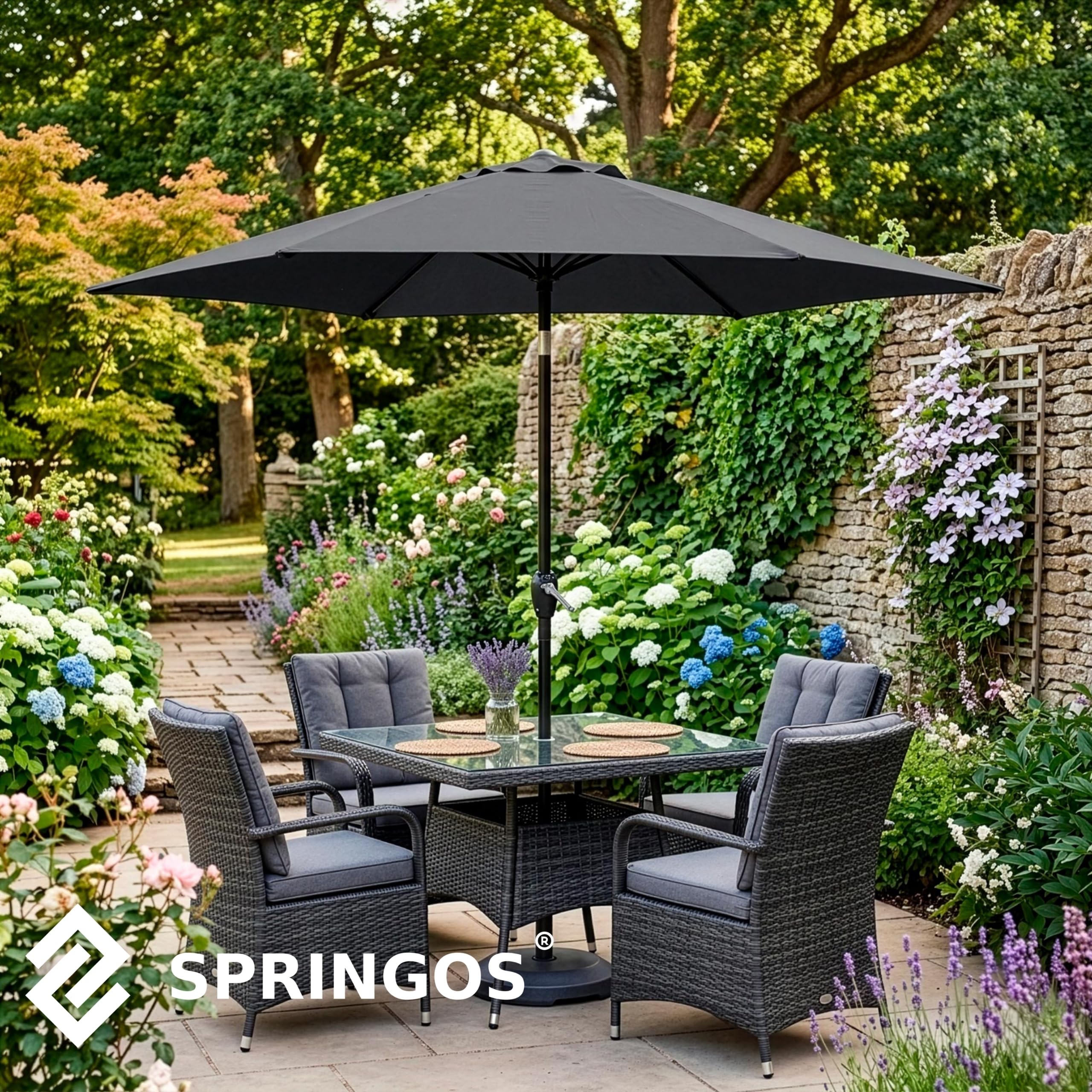 SPRINGOS Parasol de jardin avec fonction basculante