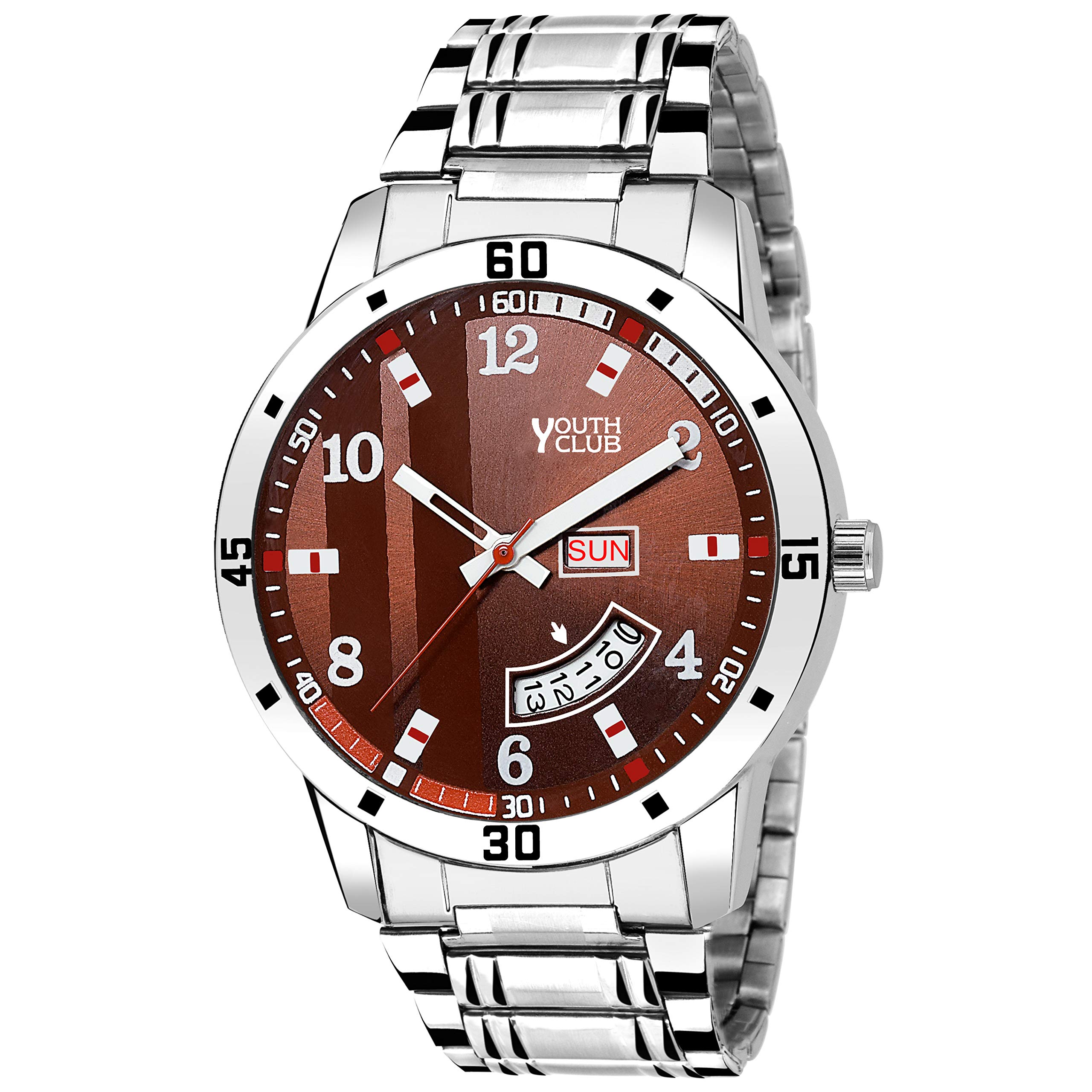 YOUTH CLUB Analogue Mens Watch (Brown Dial Silver Colored Strap) (B07GTK241P) Amazon Price History, Amazon Price Tracker