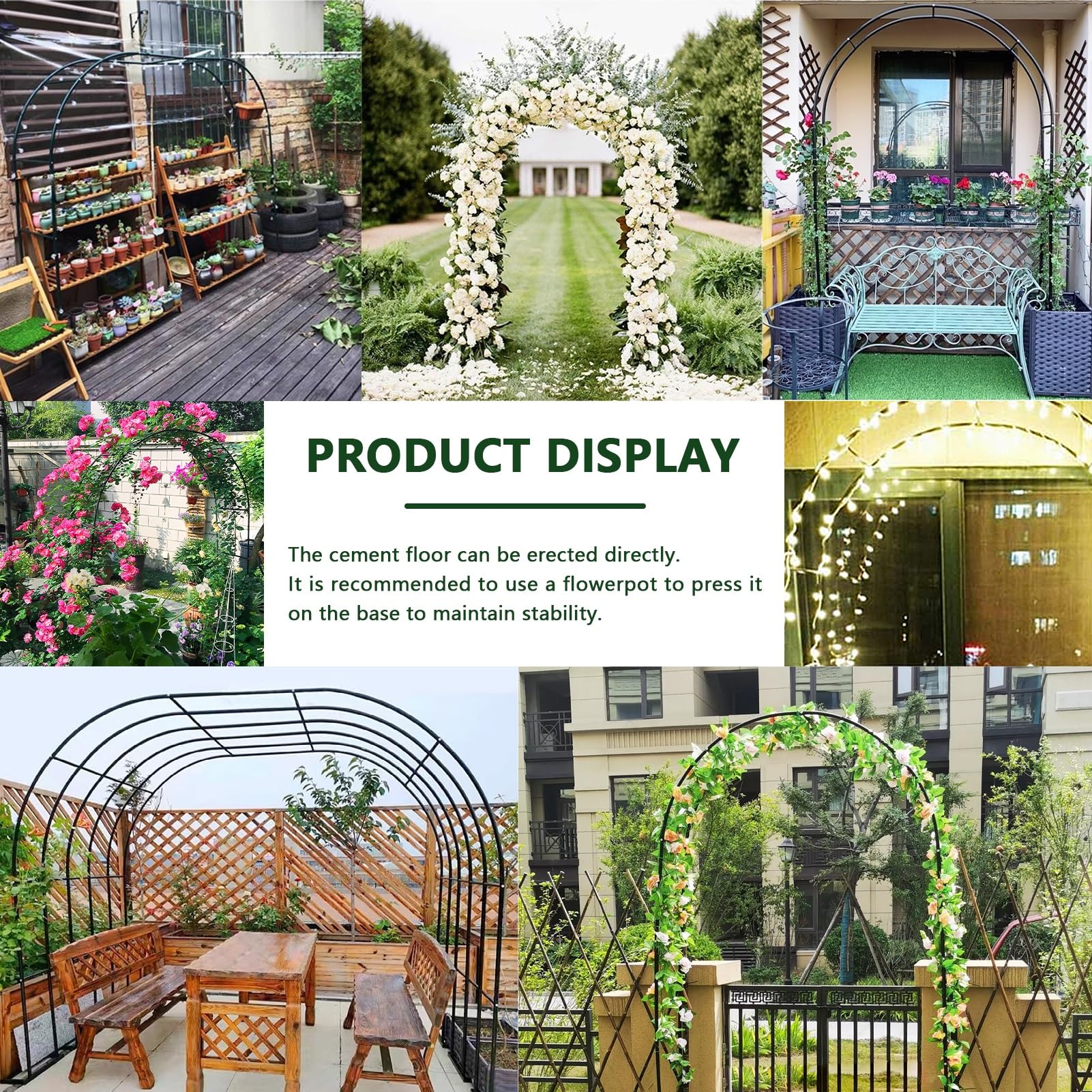 Treillis d'arche de jardin en métal, arche d'extérieur large de 120cm, 140cm, 180cm, 200cm, 240cm, 280cm, 350cm arcs de roses robustes cadre en acier pour plantes grimpantes(280x220x40CM/9.2x7.2x1.3ft