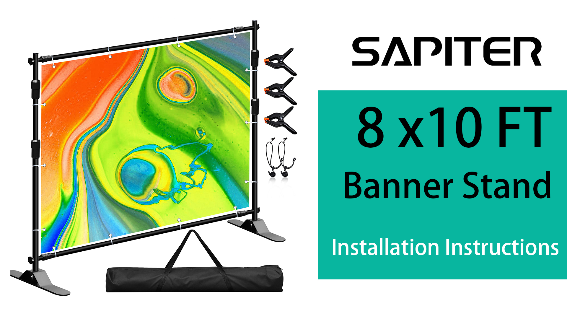Banner Display Stand 10x8 FT Heavy Duty Backdrop Stand With Telescopic ...