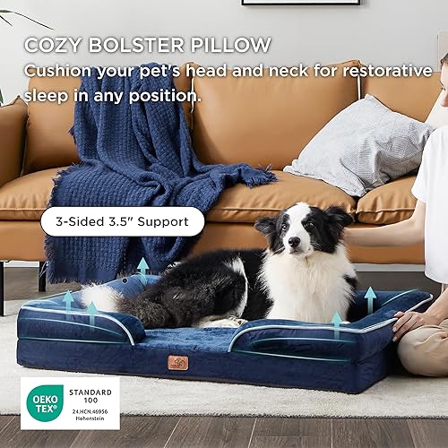 Vista 317 de Bedsure - Cama ortopédica mediana para perros, sofá cama impermeable para perros medianos, espuma de soporte con funda extraíble y lavable, forro