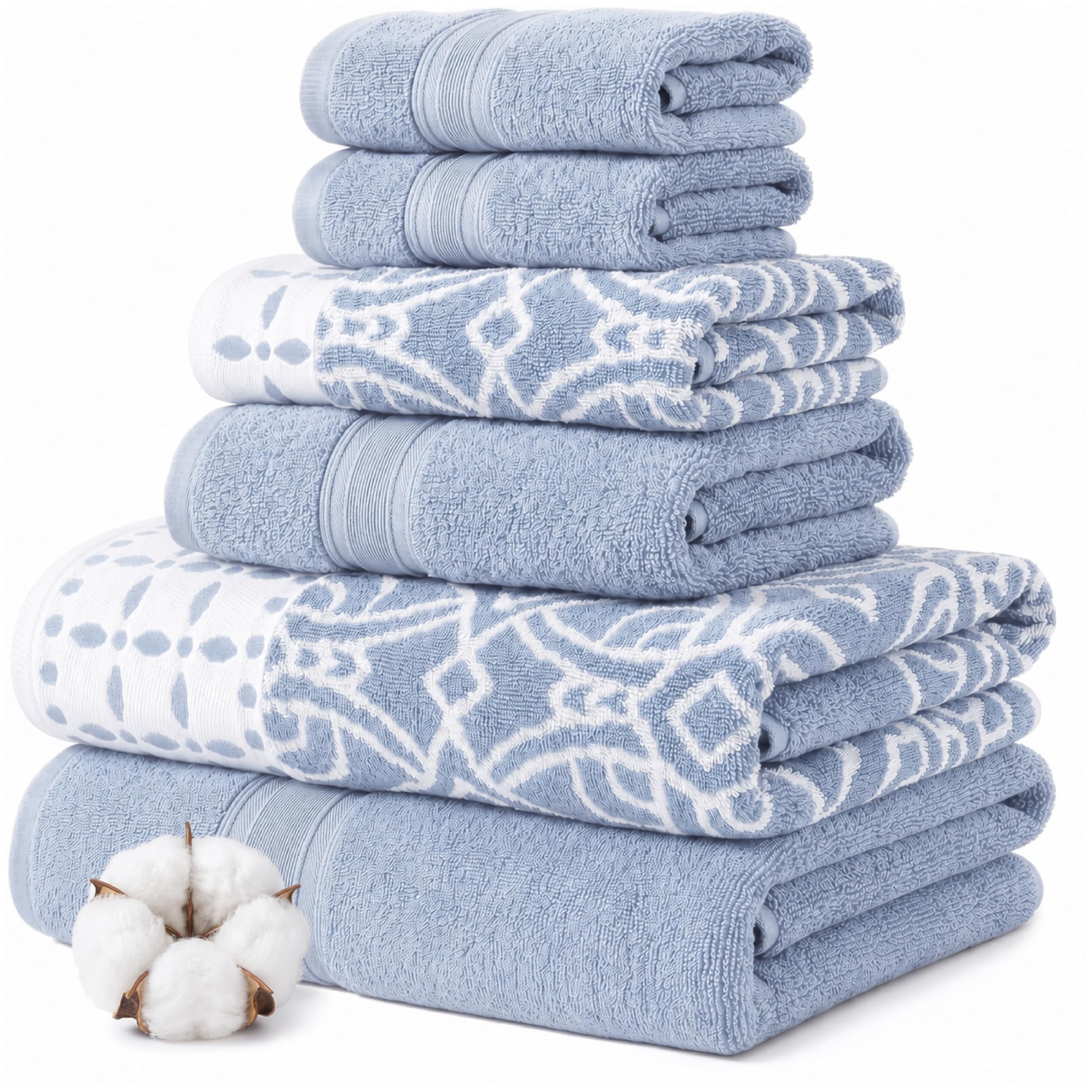 Amazon.com: Modern Threads Monroe 6-Piece 100% Cotton Towel Set