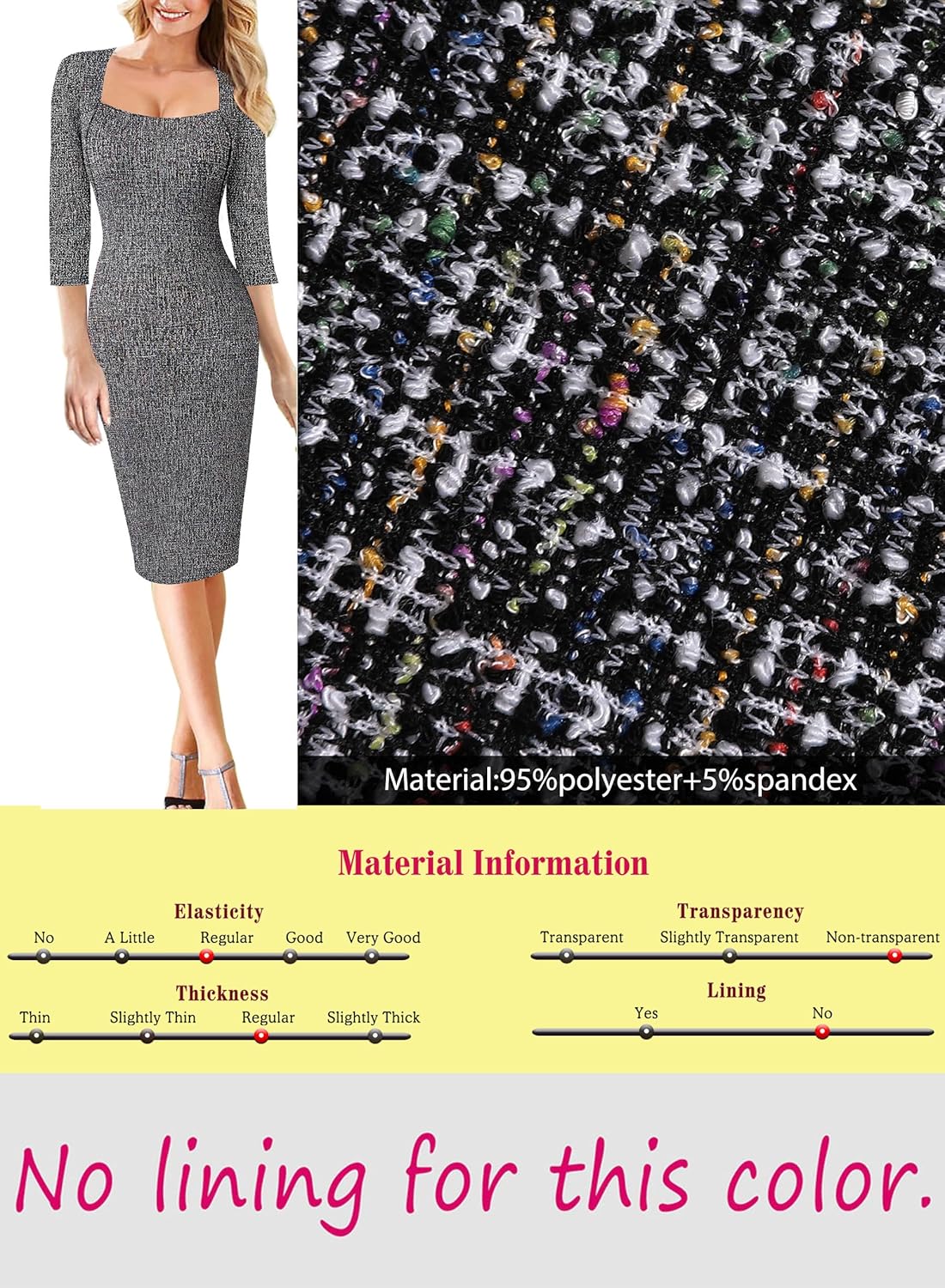 VFSHOW Womens Vintage Square Neck Work Office Business Dress Elegant Casual Cocktail Party Church Bodycon Pencil Sheath Dress - Image 6