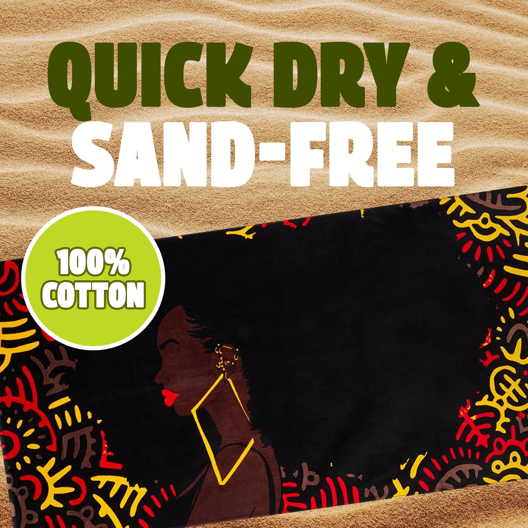 Pardon My Fro Beach Towel - 30x60 Inch Oversized Cotton Quick-Dry Towel