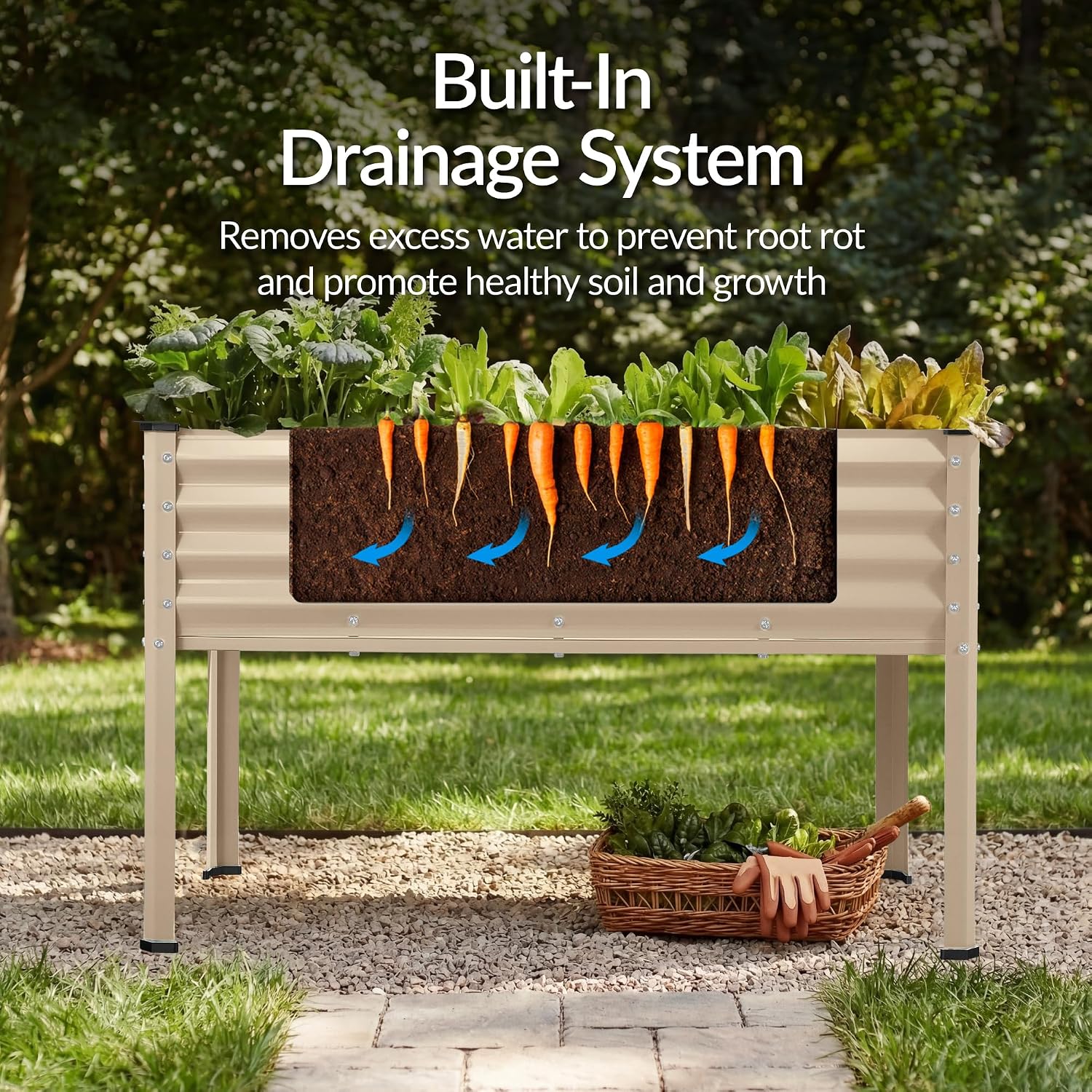 Best Choice Products 48x24x30in Galvanized Raised Garden Bed, Metal Elevated Planter Box, Vegetable Garden for Backyard, Patio, Balcony - Beige