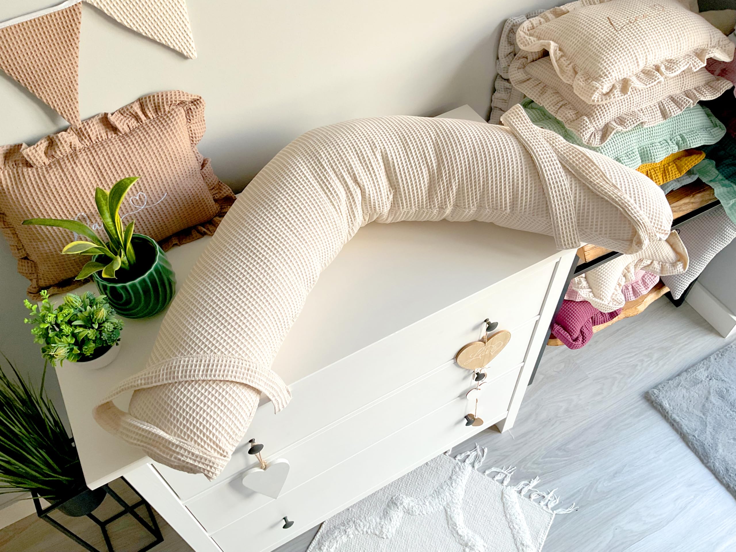 Schwangerschaftskissen & Stillkissen – 2-in-1 Seitenschläferkissen, Bezug aus 100% Baumwolle, OEKO-TEX Standard 100 zertifiziert, weich gefüllt, waschbar, ergonomisch & vielseitig nutzbar - Hellbeige