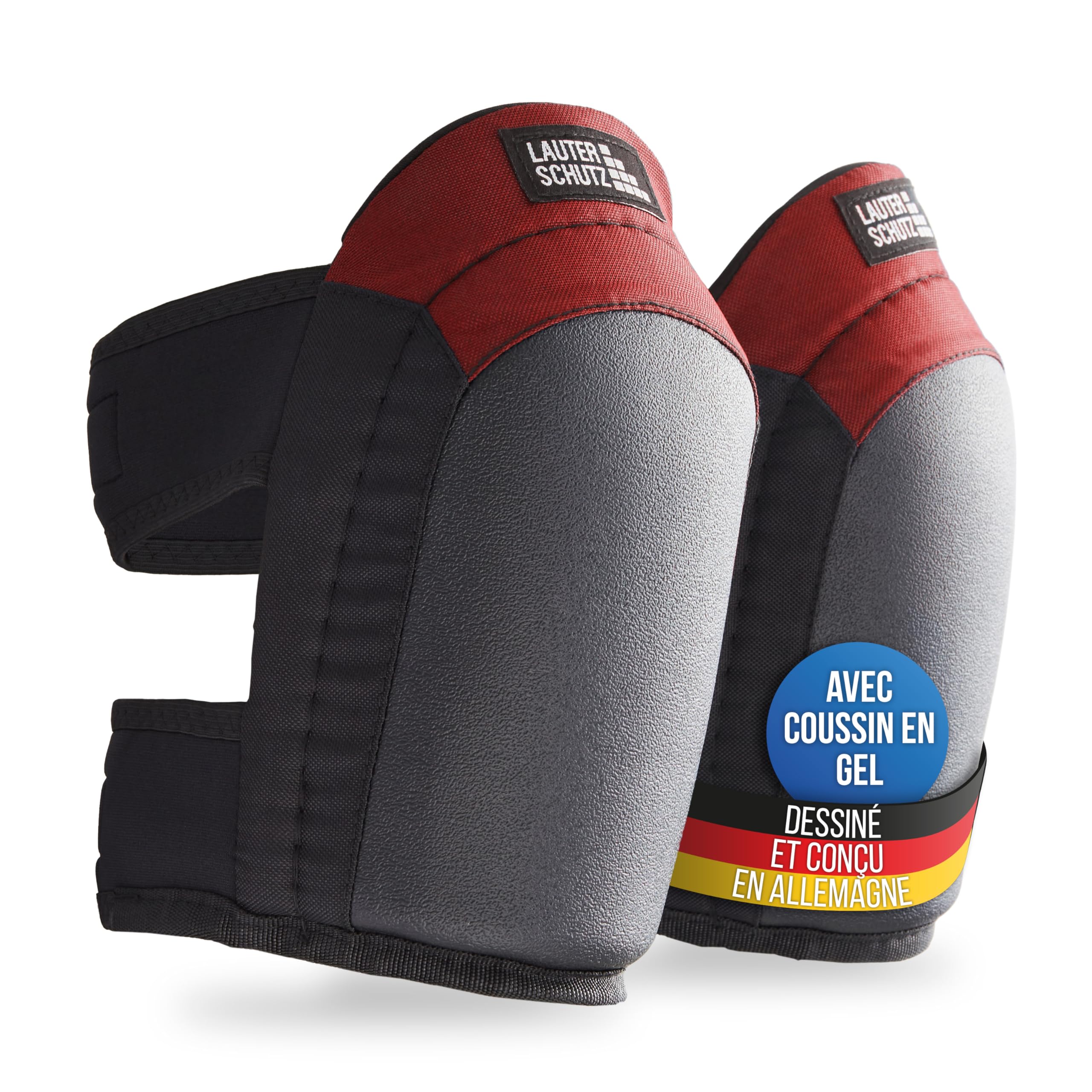 Lauter Schutz® Pro Protège-genoux en gel pour le travail - Poseur de sol et de carreaux [Revêtement antidérapant et double fermeture confortable] pour artisans et bricoleurs [Fabricant allemand