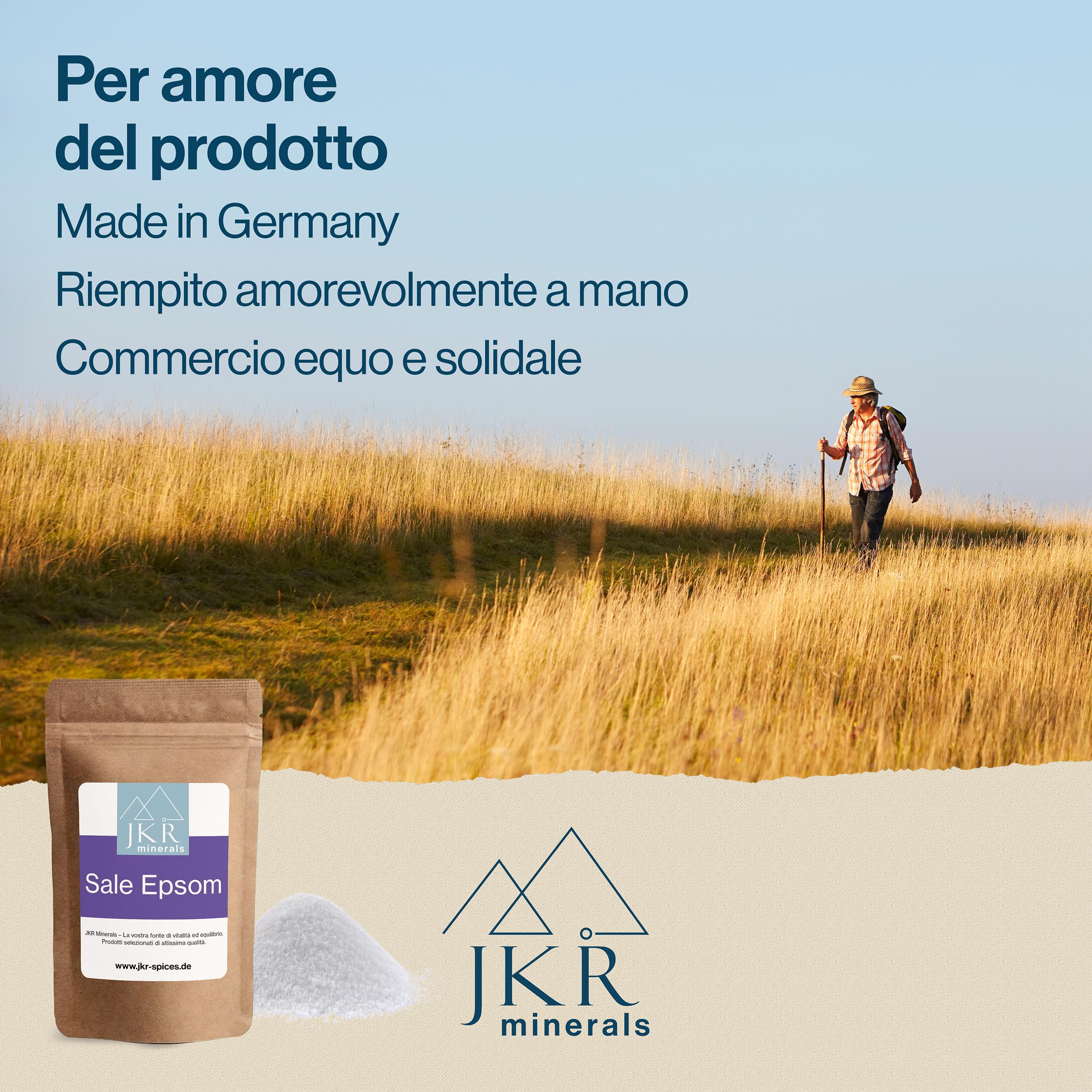 JKR Spices Epsom Salt 200g | Sale di Epsom per uso alimentare | Solfato di magnesio per uso alimentare | MgSO4 in sacchetto richiudibile neutro al CO²