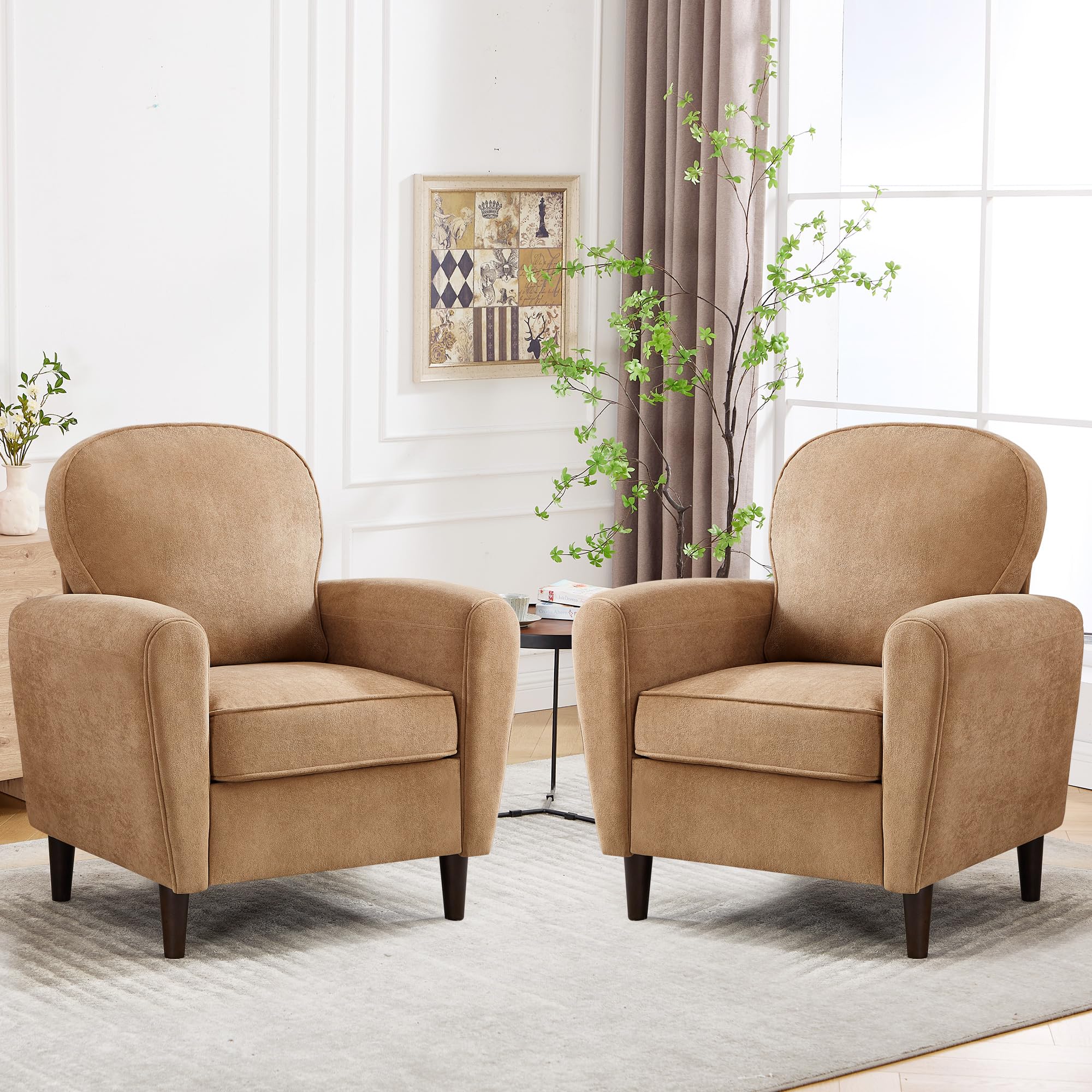 YUUIJOAA Living Room Chairs, Armchair (2, Braun)