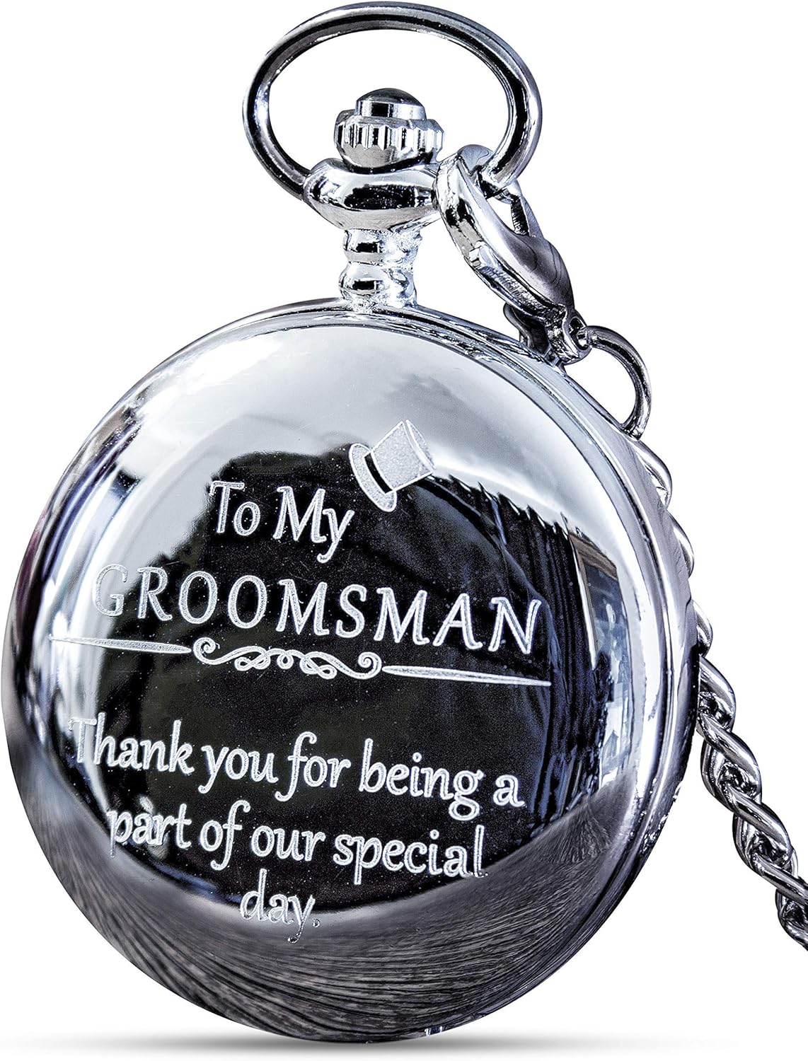 FJ FREDERICK JAMES Wedding Pocket Watches for Groomsman, Best Man, Groom, Father of The Bride & Groom I Silver Engraved I Complete Their Wedding Attire