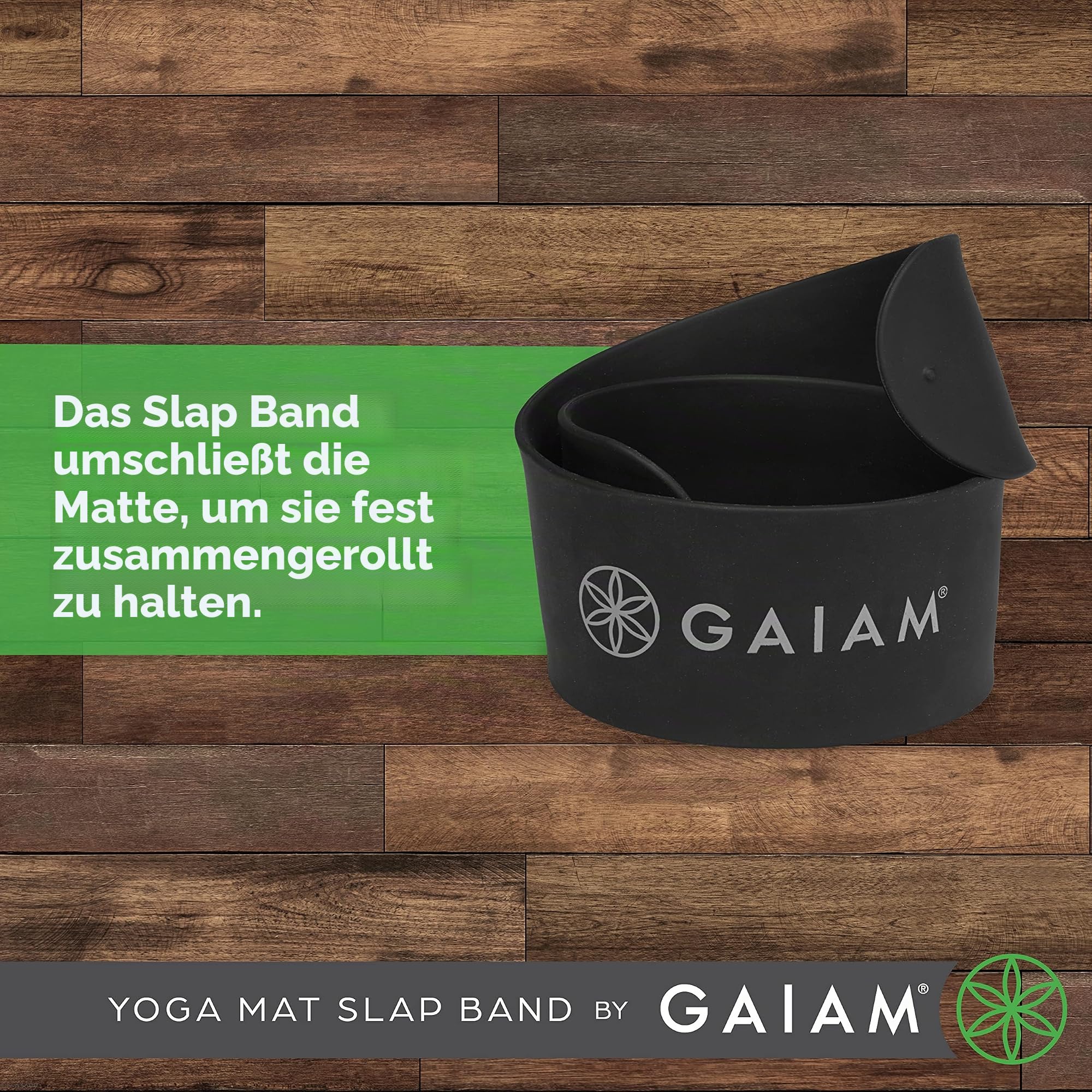'Yoga Mat Strap Slap Band - Keeps Your Mat Tightly Rolled and Secure, Fits Most Size Mats (20'' L x 1.5'' W), Black'
