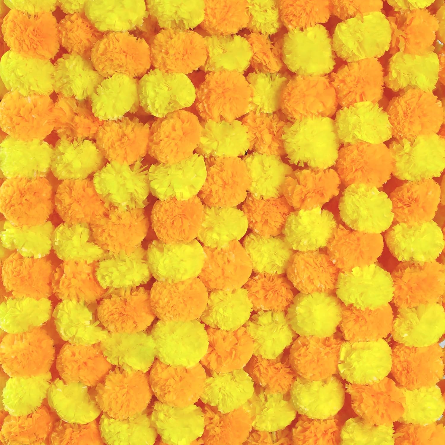 The Art Box 10 Pcs - 4.5 feet Artificial Marigold Garland Halloween Decorations Wedding Fake Flowers Fall Garland Christmas Decor Strands, Mango Yellow