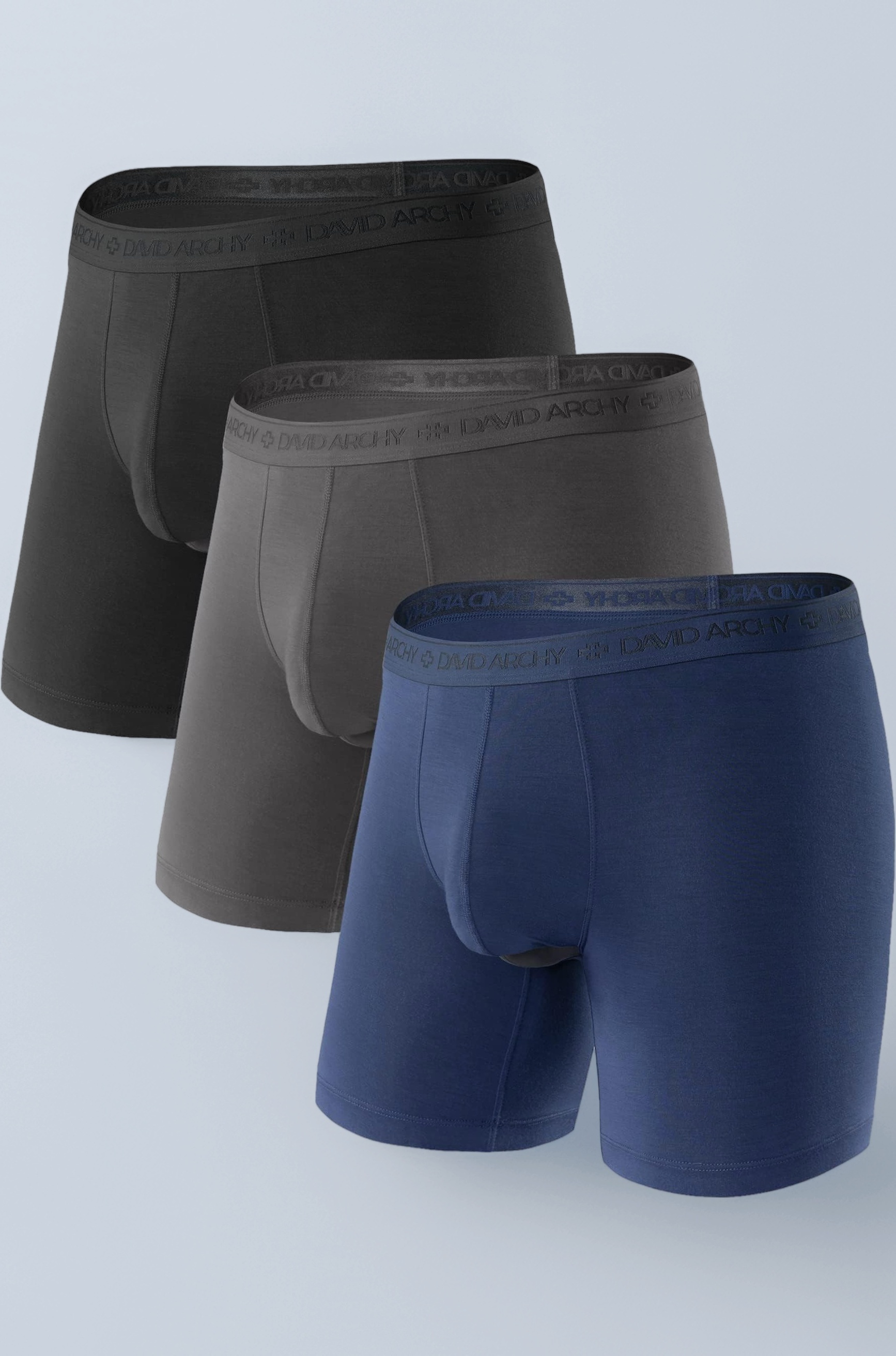 Men's Micro Modal Separate Pouches Boxer Briefs with Fly -3 Pack