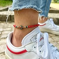 Vista 8 de Made by Nami Boho Surfer Anklet Waterproof & Adjustable Beaded Anklets for Women Beachy Ankle Bracelet Made from Waxed Cotton Rope and Beads for