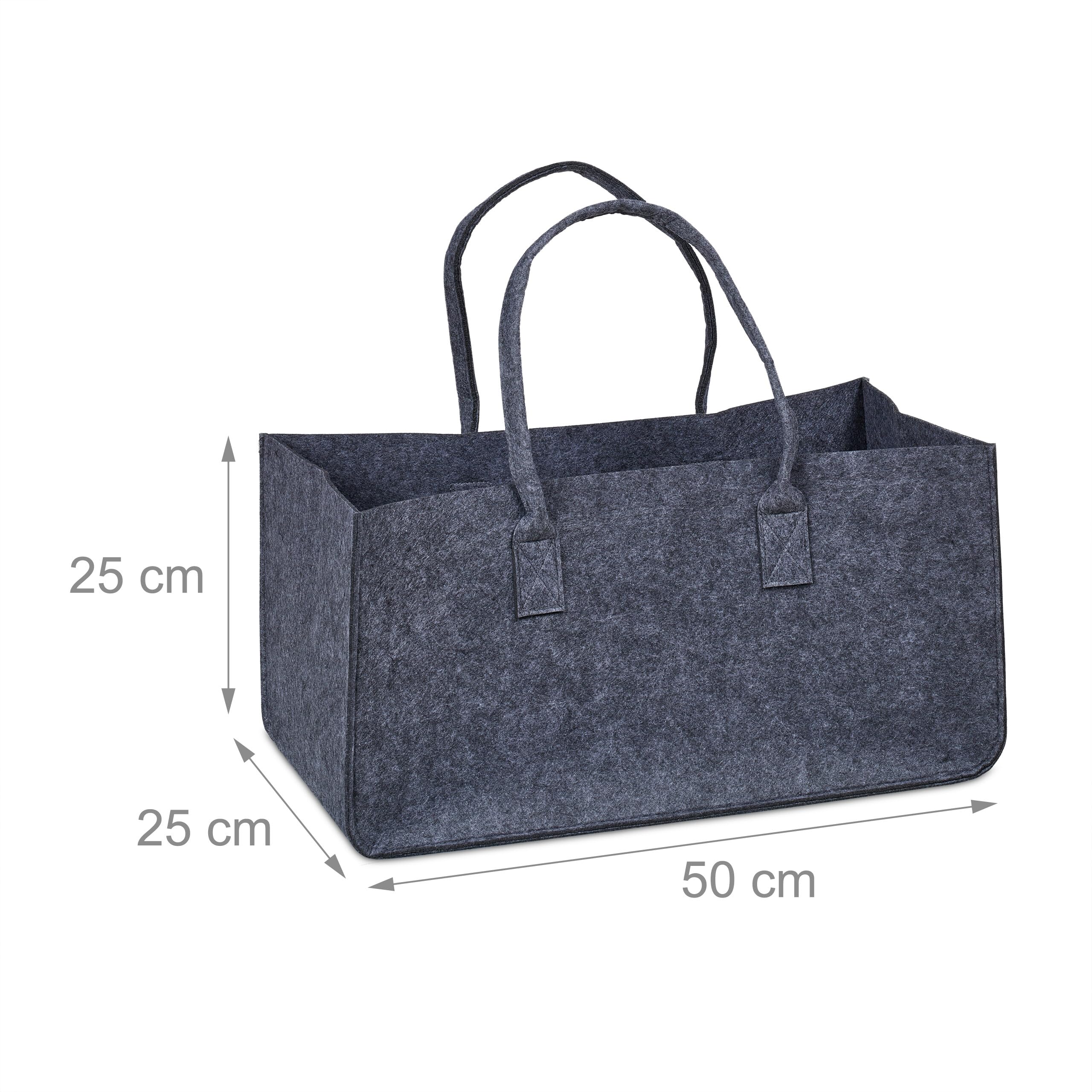 Relaxdays Zestaw 2 Sztuk Torb na Drewno Kominkowe z Filcu, Pojemność 28 L, XXL, Ciemnoszara