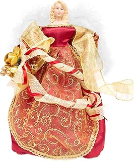 The Christmas Workshop 82000 Angel Christmas Tree Topper / 12” Tall/Red & Gold Coloured/Indoor Christmas Decoration