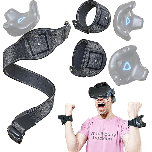 Skywin Vive Tracker Straps for HTC Vive, 3.0, 2.0, and Ultimate Trackers, (1 Belt, 2 Hands, 2 Feet), Secure and Comfortable Full Body Tracking (Trackers Not Included)