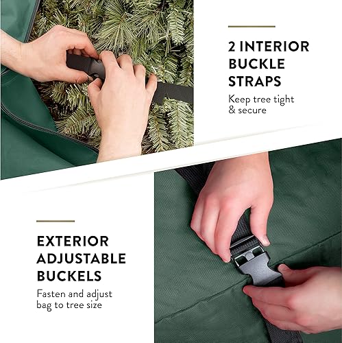 Miniatura 4 de ZOBER 600D Oxford Fabric Rolling Christmas Tree Storage Bag - Fits 7.5 Ft Artificial Trees - Waterproof Christmas Tree Bag For Storage Box For Xmas,