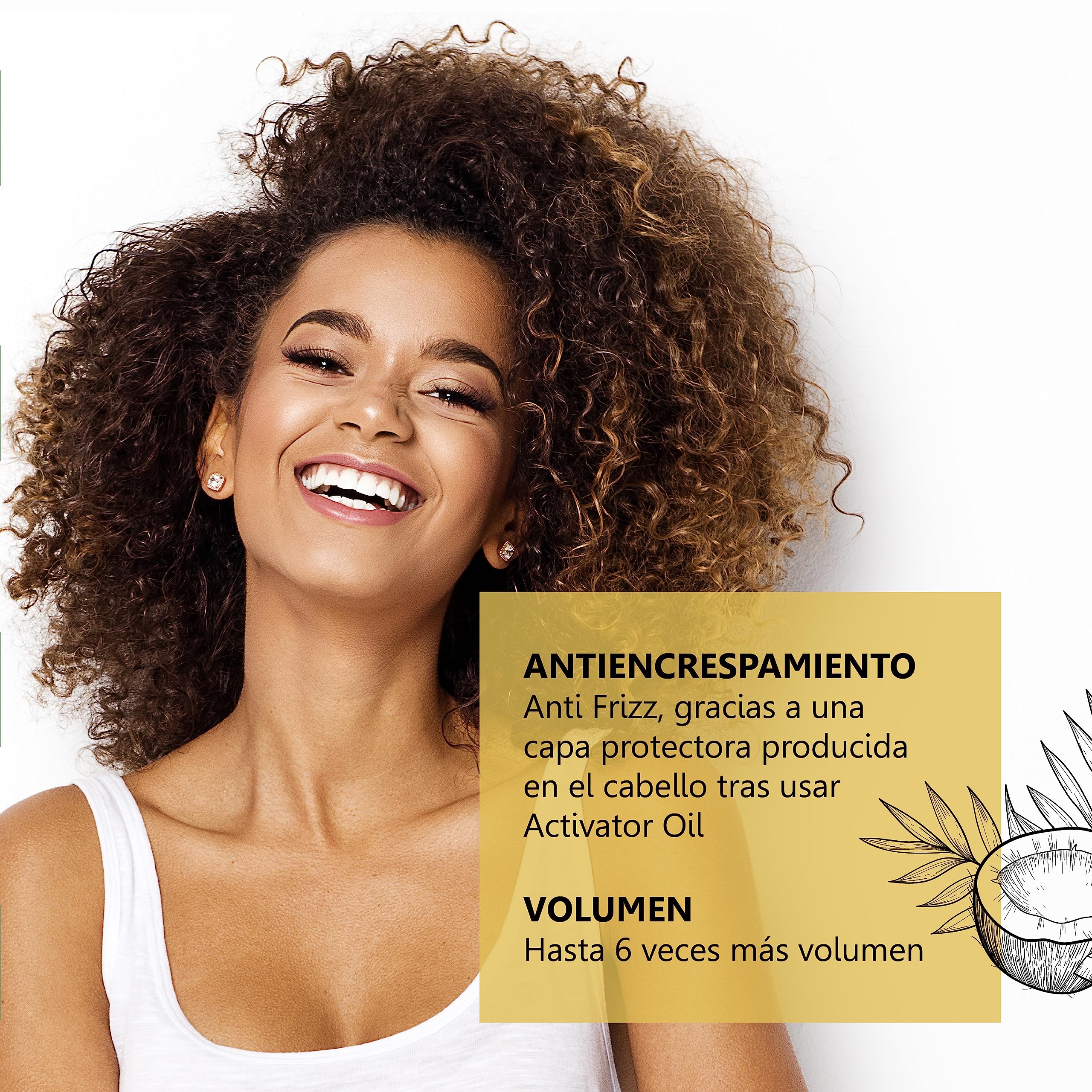 Aceite de Coco Natural para el Cabello, Aceite Activador de Rizos Profesional, Ganador del Concurso de Peluquería, Antiencrespamiento, Ultra Hidratante, Acondicionador y Suavizante, 5000 ml