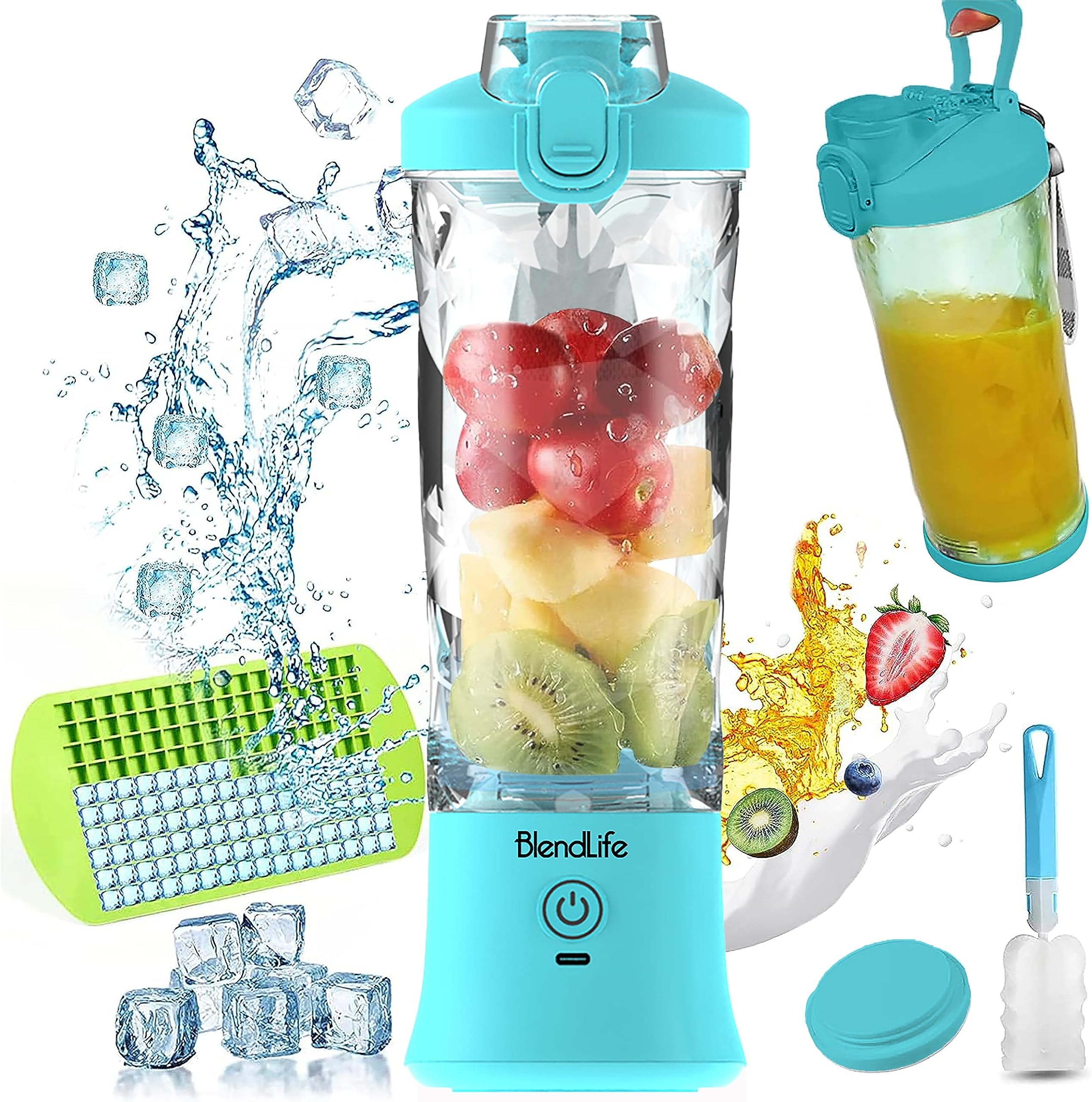 Elite Portable Juicer Mixer Blender | Reverse Blend, Sipper, Dual Modes, LED Lights, Strainer | Perfect for Juices, Smoothies, Shakes & Kitchen Use | Black (Ultra Blue)