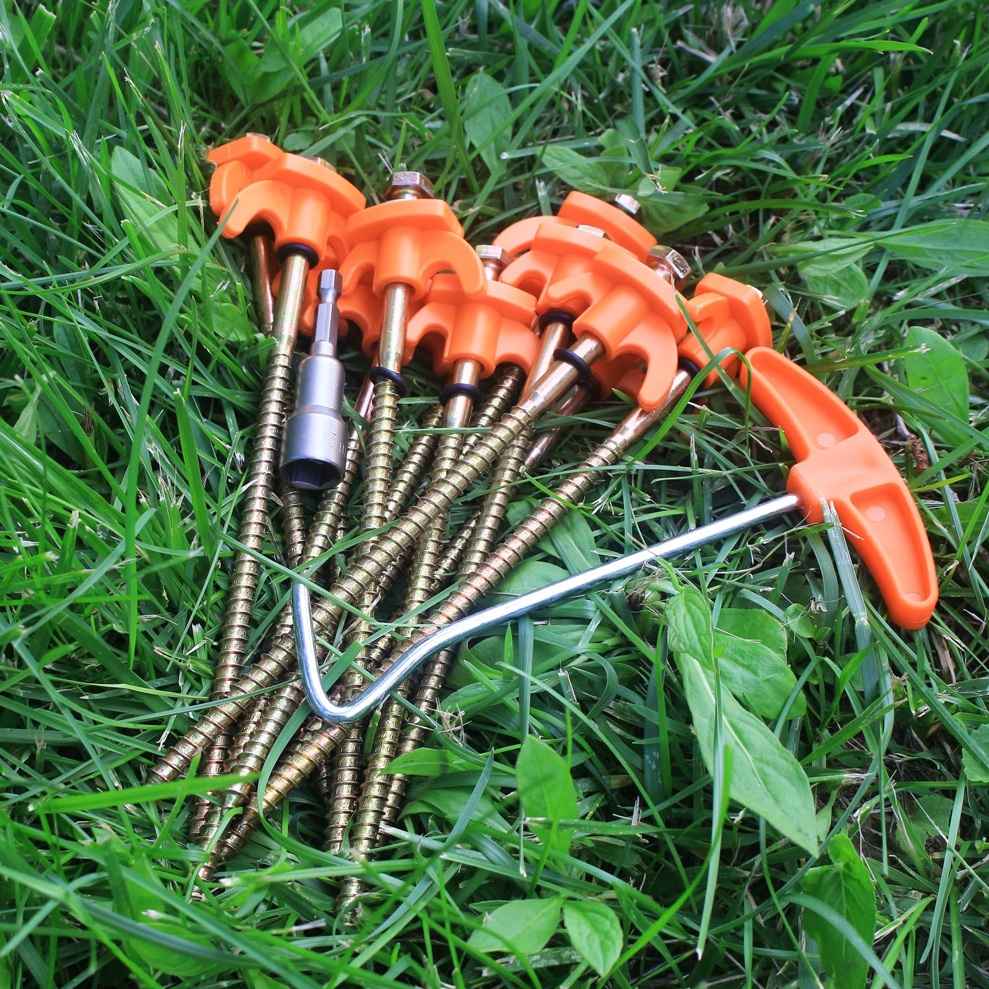 12 Stück Zeltheringe Mit Gewinde 20cm - Schraubheringe Für Harten Boden