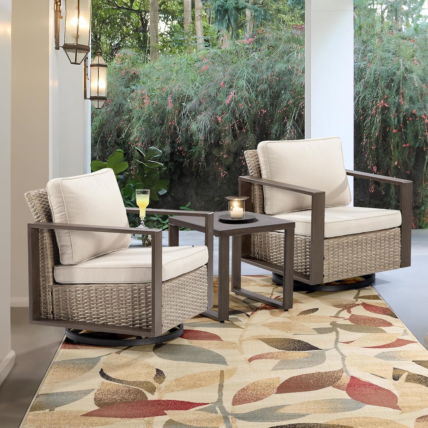 Metal Side Table-20”x20”x20” Patio Coffee Table for Patio Conversation Set