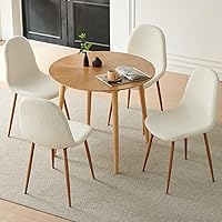 Vista 8 de Dining Kitchen Chairs Set of 4, Modern Upholstered Living Room Chairs White Comfortable Teddy Fabric Bedroom Chairs, Space Saving Dining Side Chairs