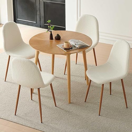 Miniatura 8 de Juego de 4 sillas de comedor y cocina, modernas sillas tapizadas para sala de estar, cómodas sillas de dormitorio de tela de peluche, sillas